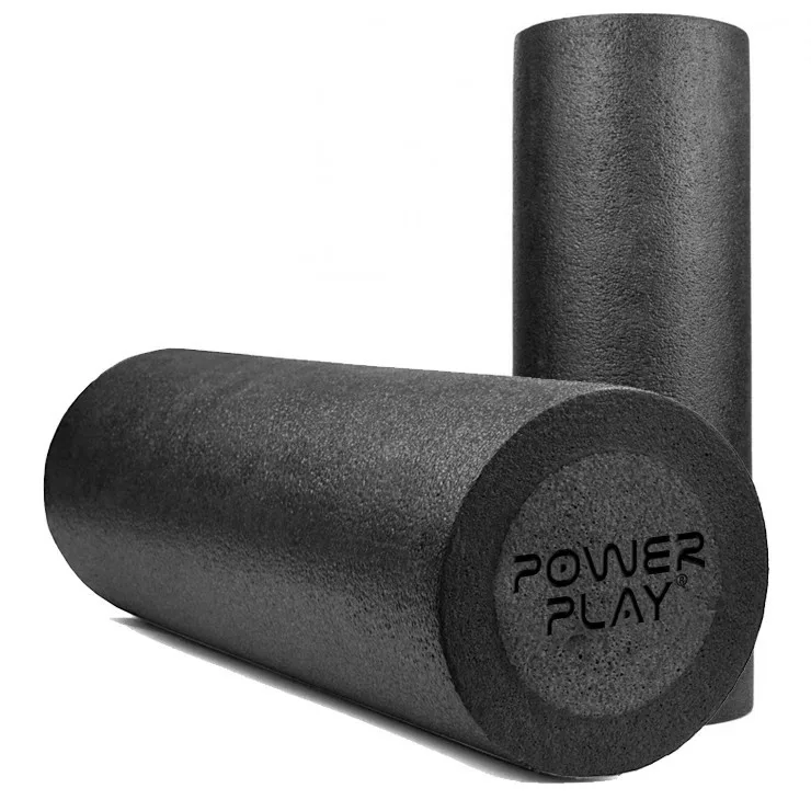 Масажний ролик (роллер) гладкий PowerPlay 4021 Fitness Roller чорний 30×15 см