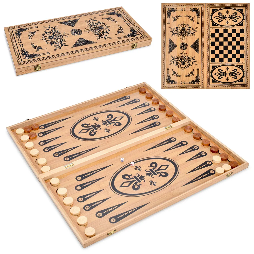 Набір шашки та нарди дерев'яні, розмір 59.5х59,5 см TD202367