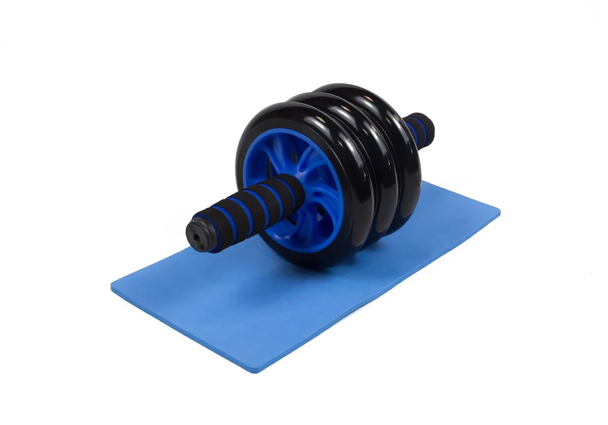 Ролик для пресу EasyFit з килимком синій (3 колеса)