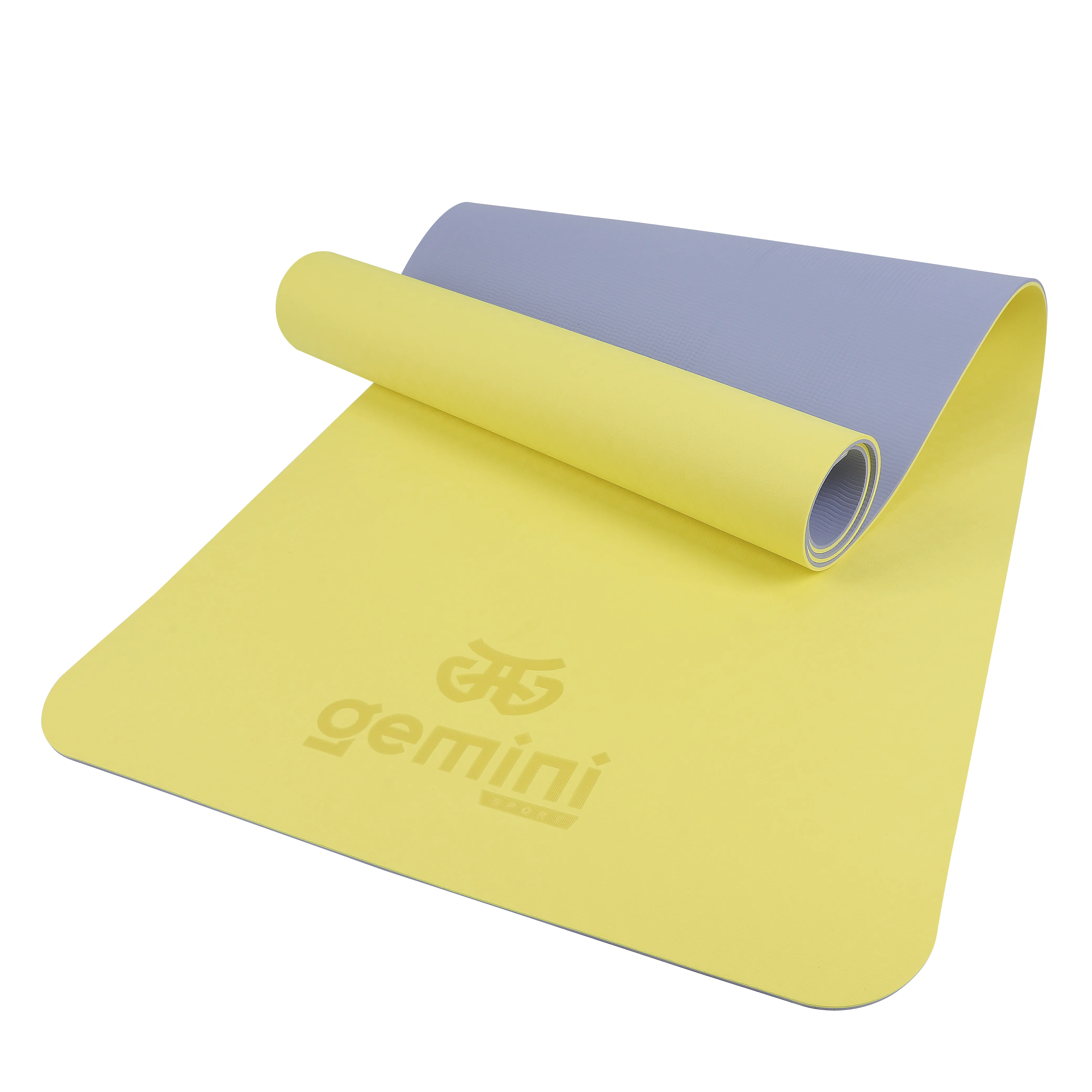 Килимок для фітнесу та йоги Sport TPE+TC 6 мм - Жовтий - фіолетовий