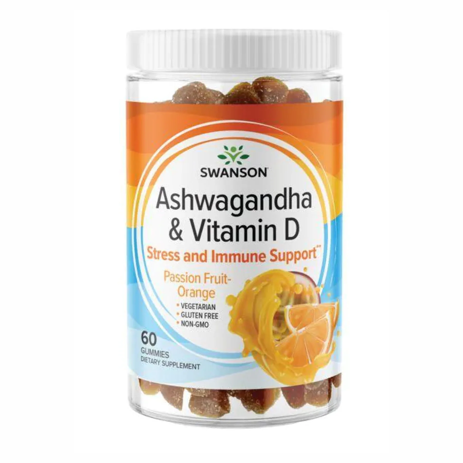 Ashwagandha Vitamin D - 60 жуйок пасифлора апельсин
