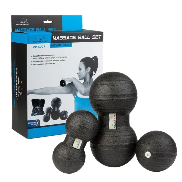 Набір масажних м'ячиків PowerPlay 4007 EPP Massage Ball чорні (3 шт.)