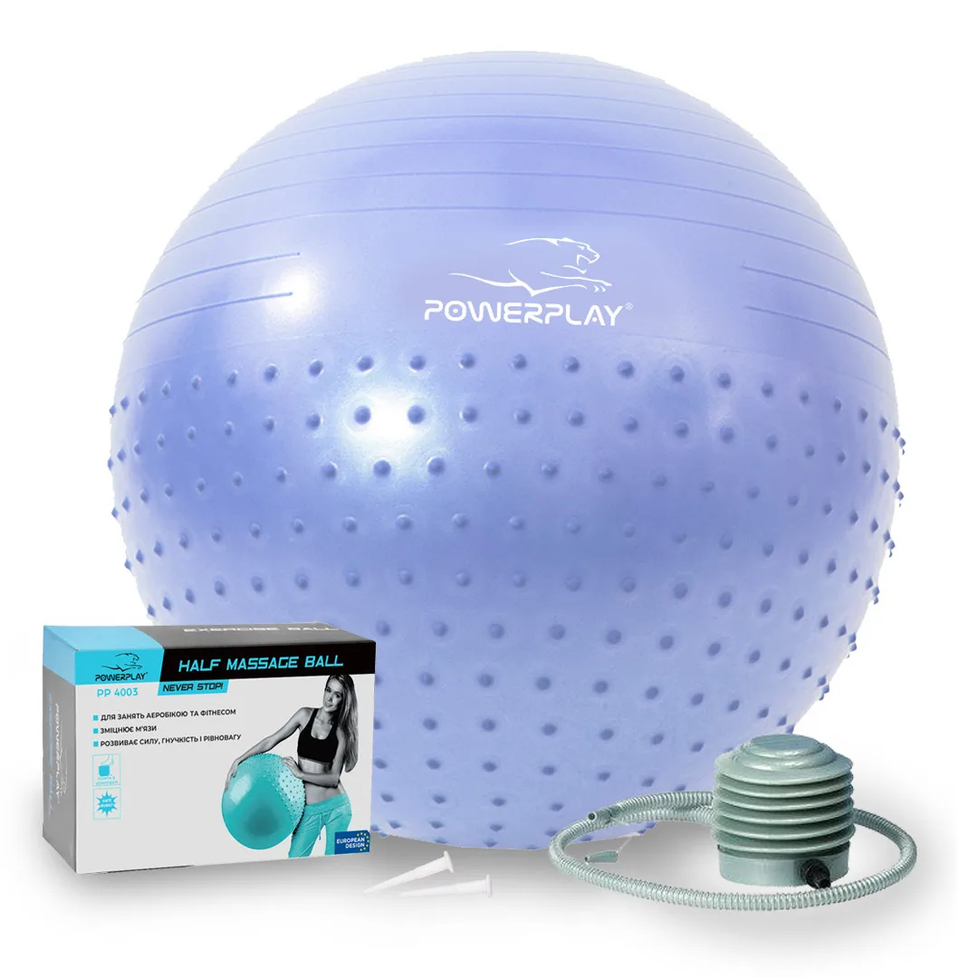 Fitness Ball Semi-Massage PowerPlay 4003 Ø75 cm Gymball Sky Blue + Pump