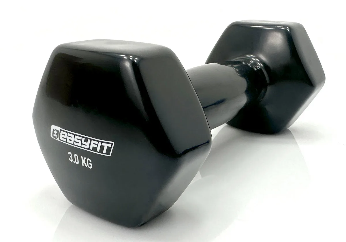 Гантель для фітнесу 3 кг EasyFit із вініловим покриттям чорна