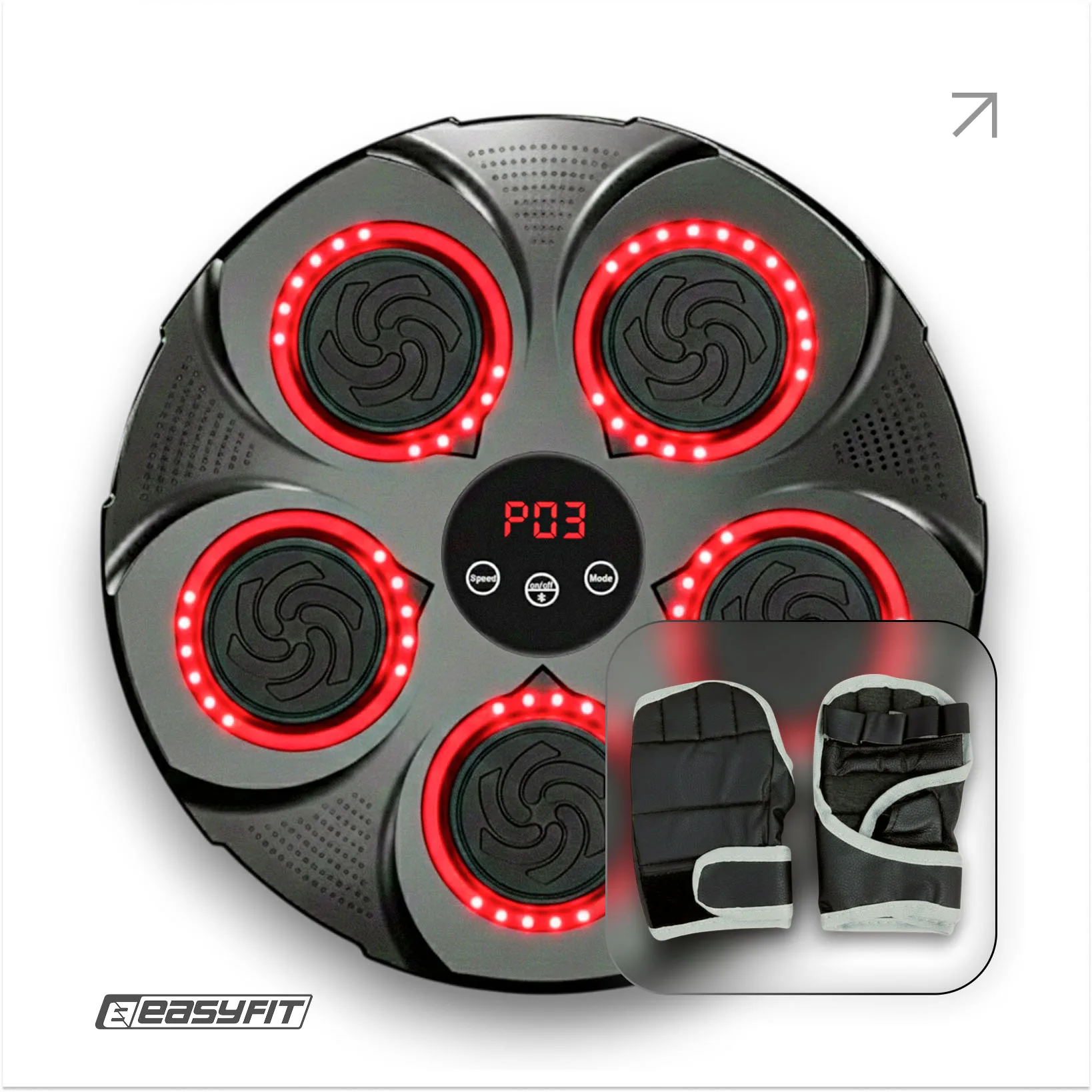 Боксерский тренажер EasyFit настенный музыкальный с подсветкой