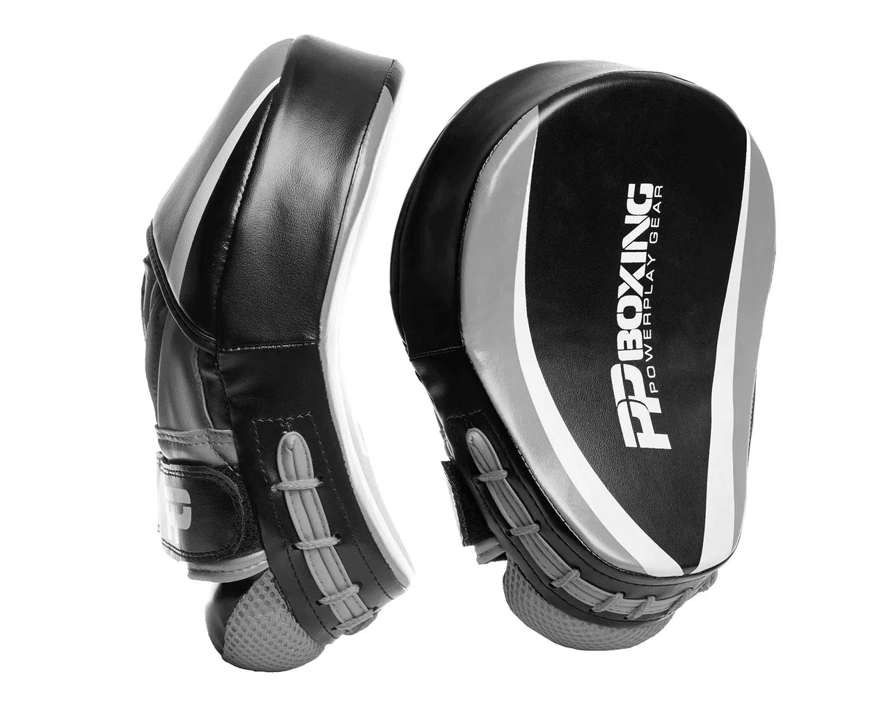 Лапи боксерські PowerPlay 3050 чорно сірі PU [пара]