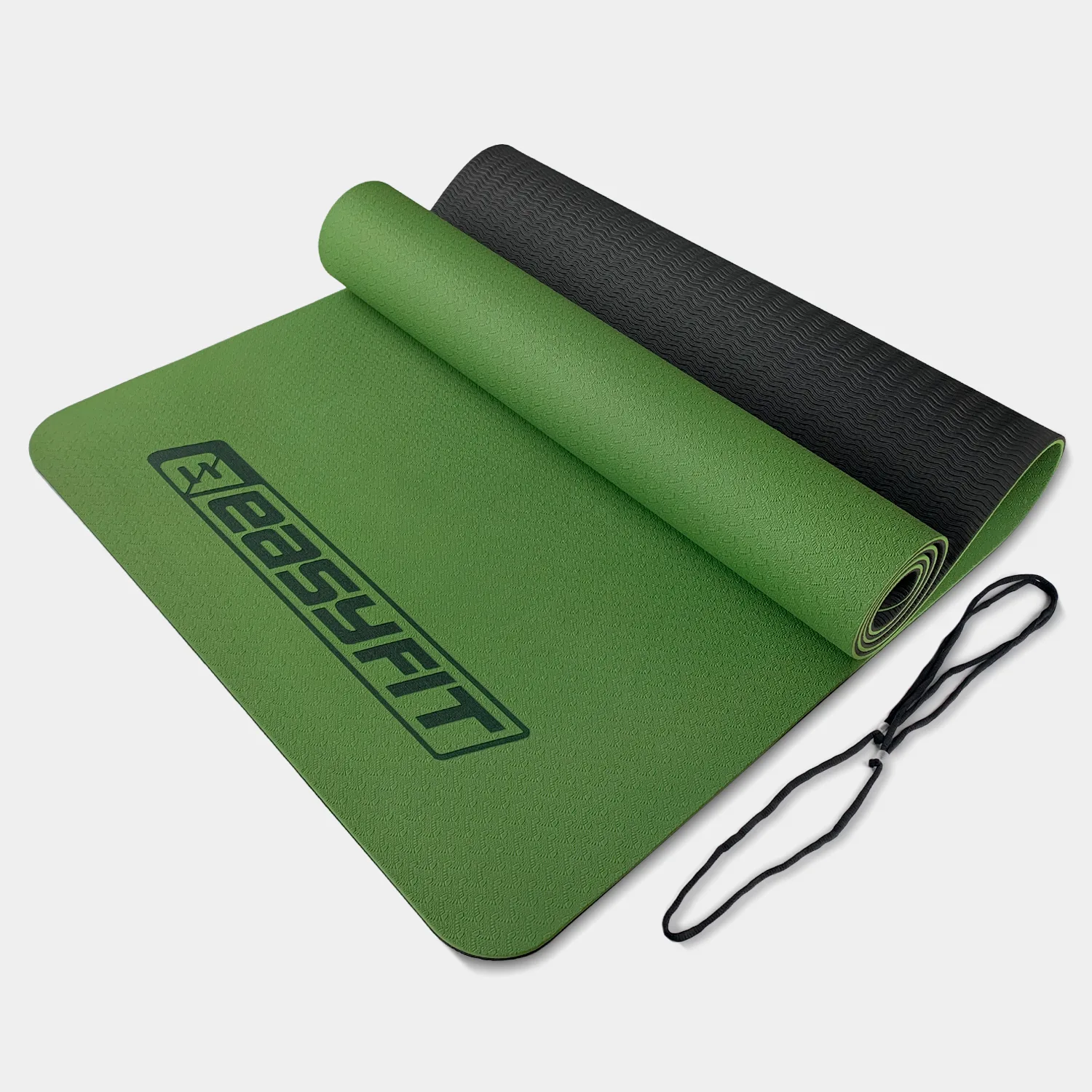 EasyFit TPE+TC 6 mm Two-Layer Yoga and Fitness Mat Green Black
