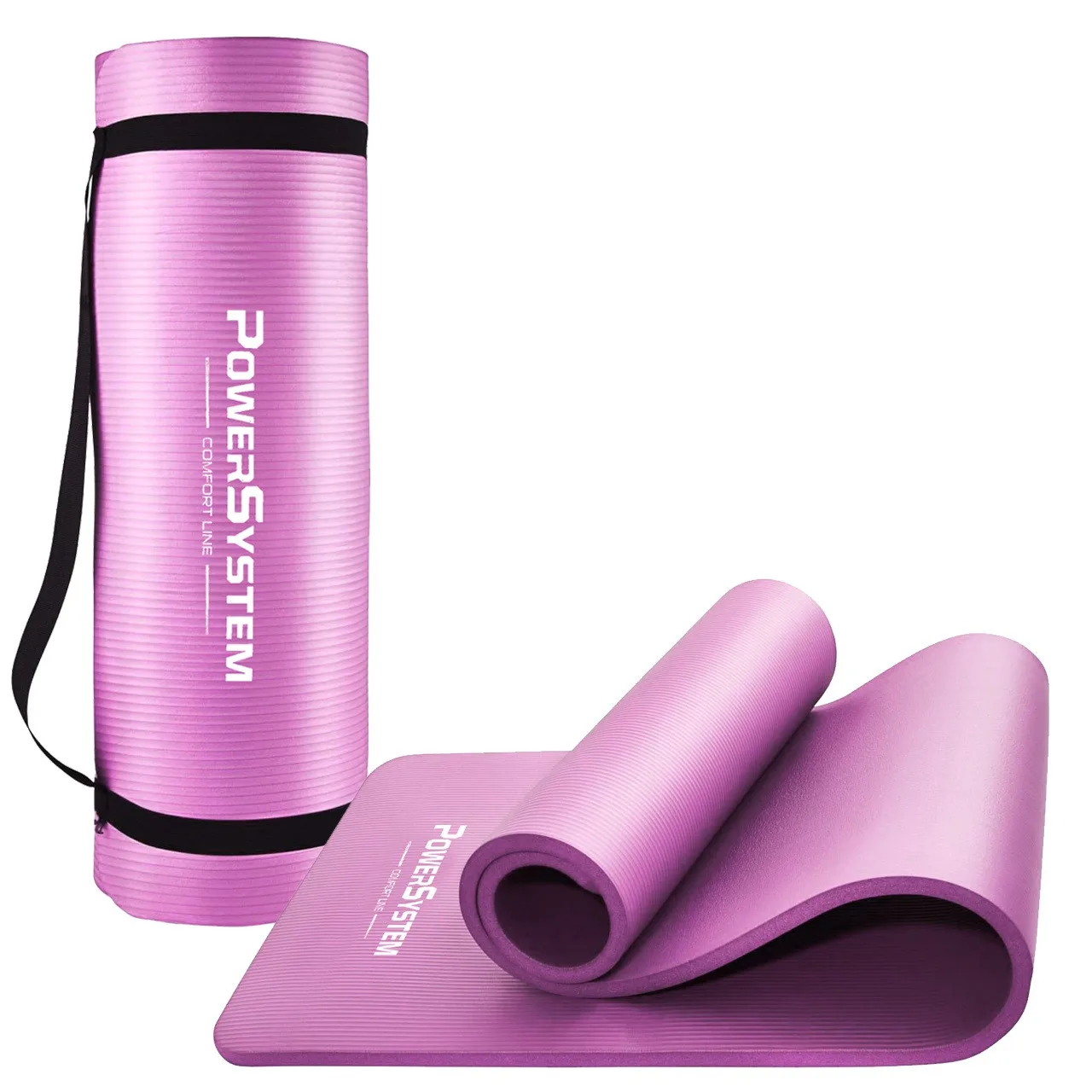 Килимок для йоги та фітнесу Power System PS-4017 NBR Fitness Yoga Mat Plus Рожевий 180 х61 х1