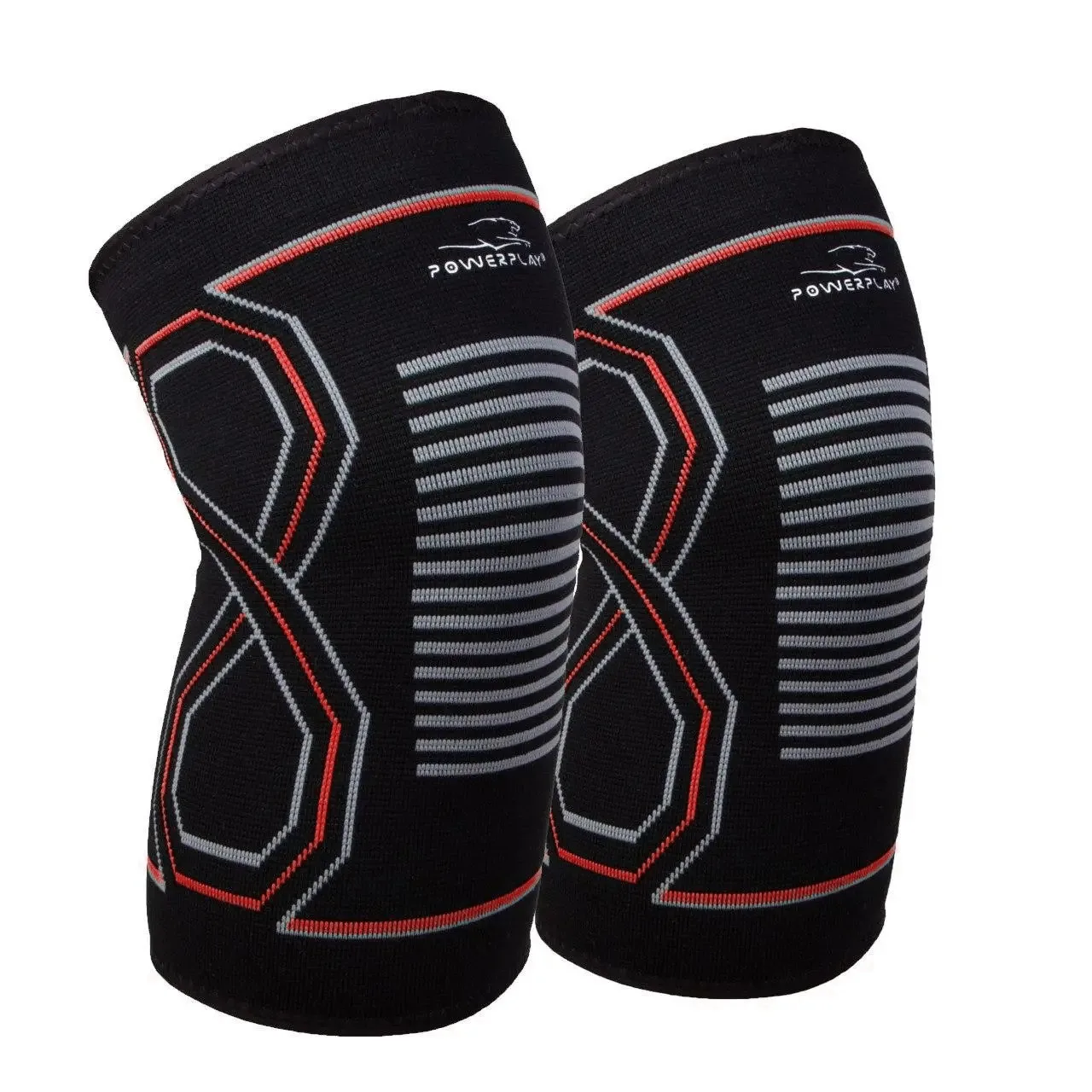 Наколінники спортивні PowerPlay PP-4099 Knee Support Чорно-Червоні L/XL пара