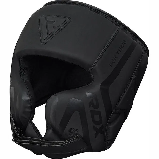 Боксерський шолом RDX T15 Noir Cheek Protector Matte Black XL