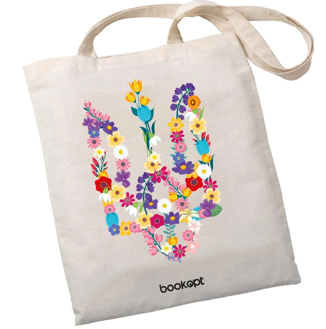 Екошопер BookOpt BK4033 квітковий тризуб бежевий