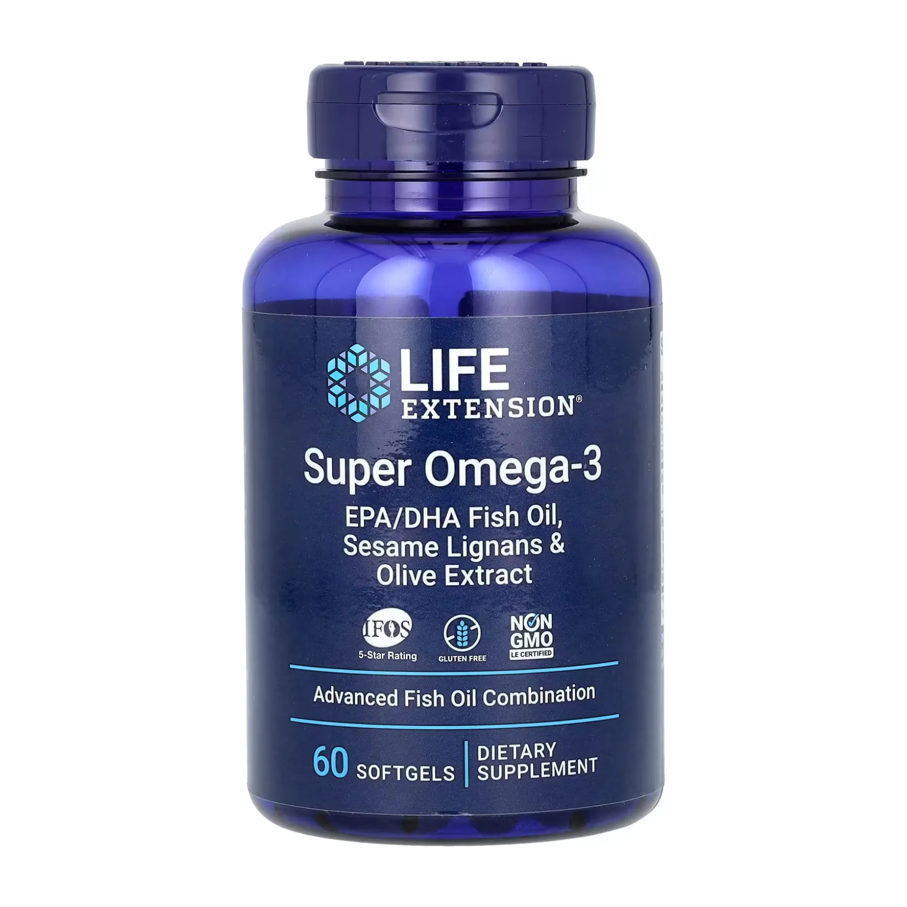 Super Omega-3 EPA/DHA Fish Oil Sesame Lignans & Olive Extract	- 60 софтгель