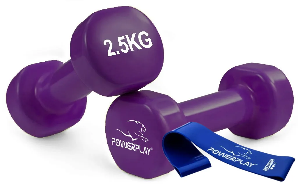Гантелі вінілові PowerPlay 4125 Achilles 2*2,5 кг. фіолетові (пара - 2шт.)