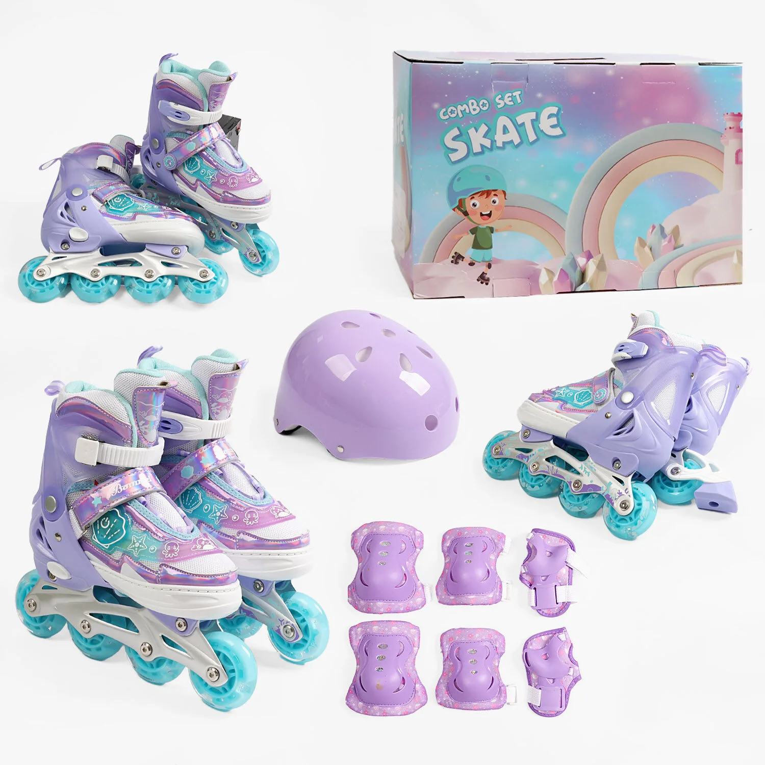 Ролики з захистомрозмір 31-34 бірюзово-фіолетовий 65009-7 S