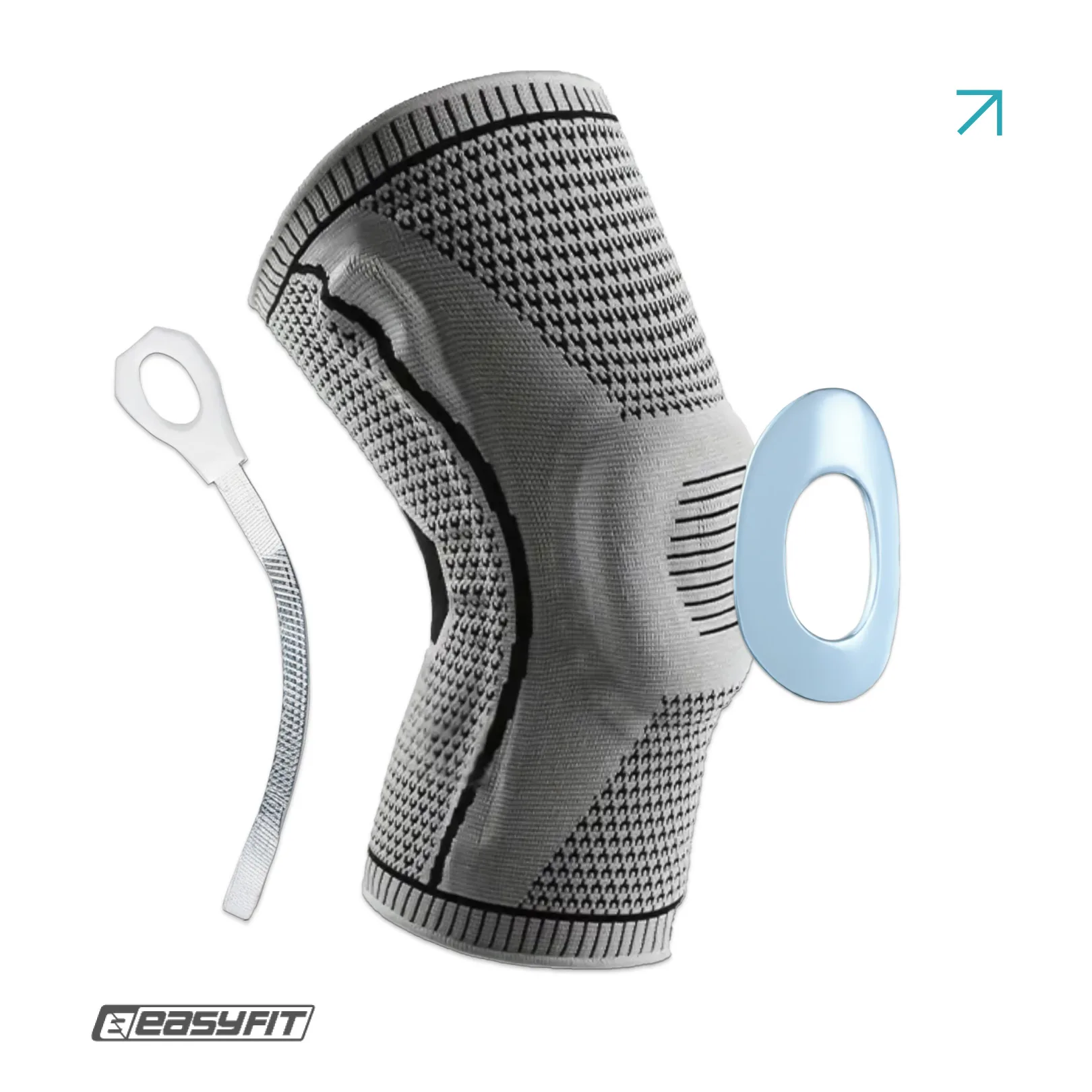 Бандаж (наколінник) ортопедичний для колінного суглоба з ребрами жорсткості та силіконовою вставкою (сірий). розмір L