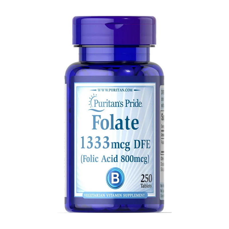 Folate 1333 мкг DFE Folic Acid 800 мкг - 250 таблеток