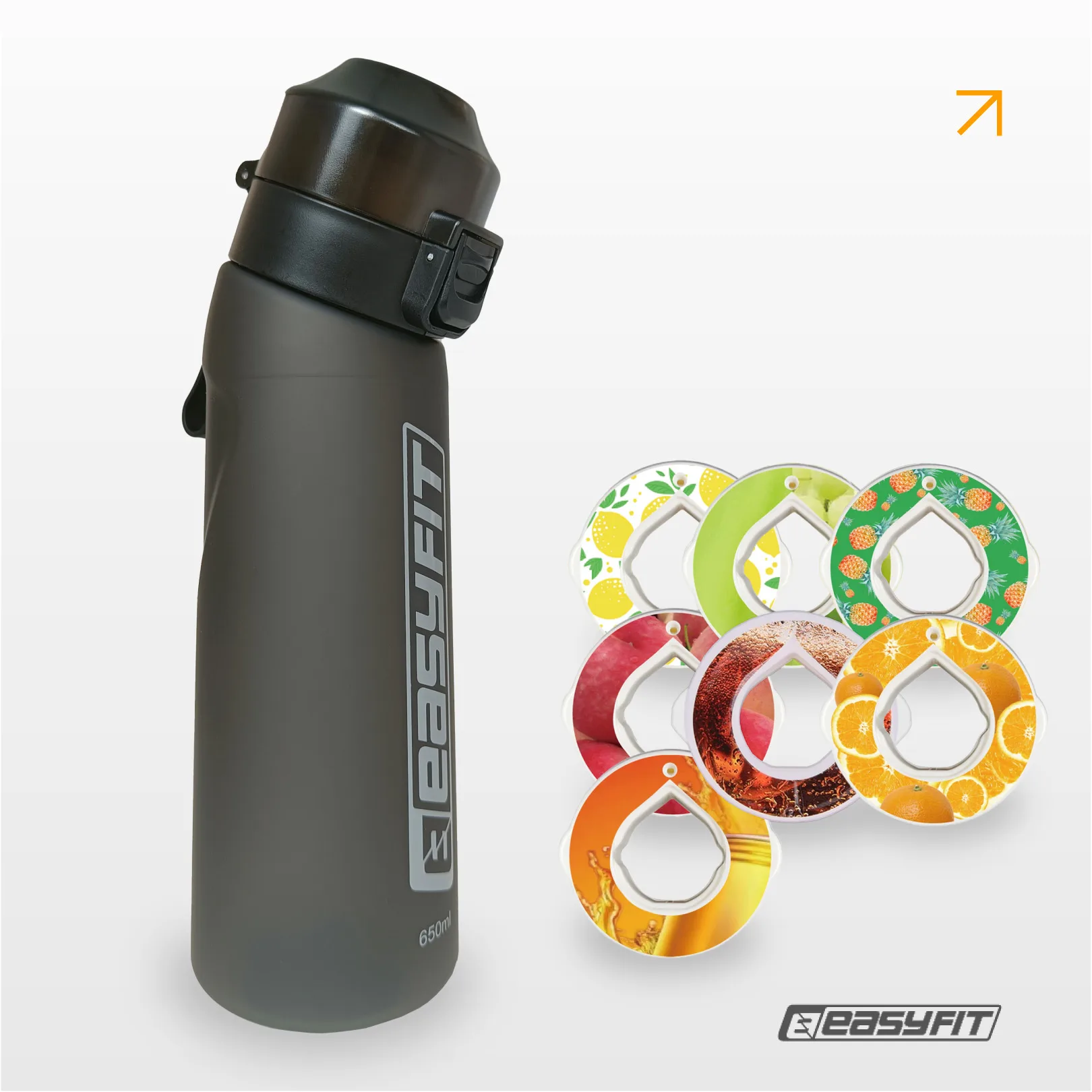 Спортивная бутылка для воды со вкусами EasyFit Air Up (7 ароматизированных капсул в комплекте), 650 мл
