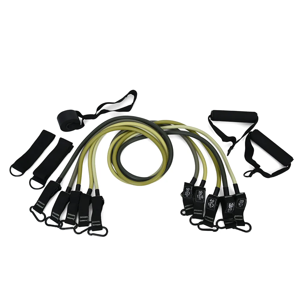 Еспандер трубчастий набори 5 джгутів навантаження 9-27 кг Power Band Зелений