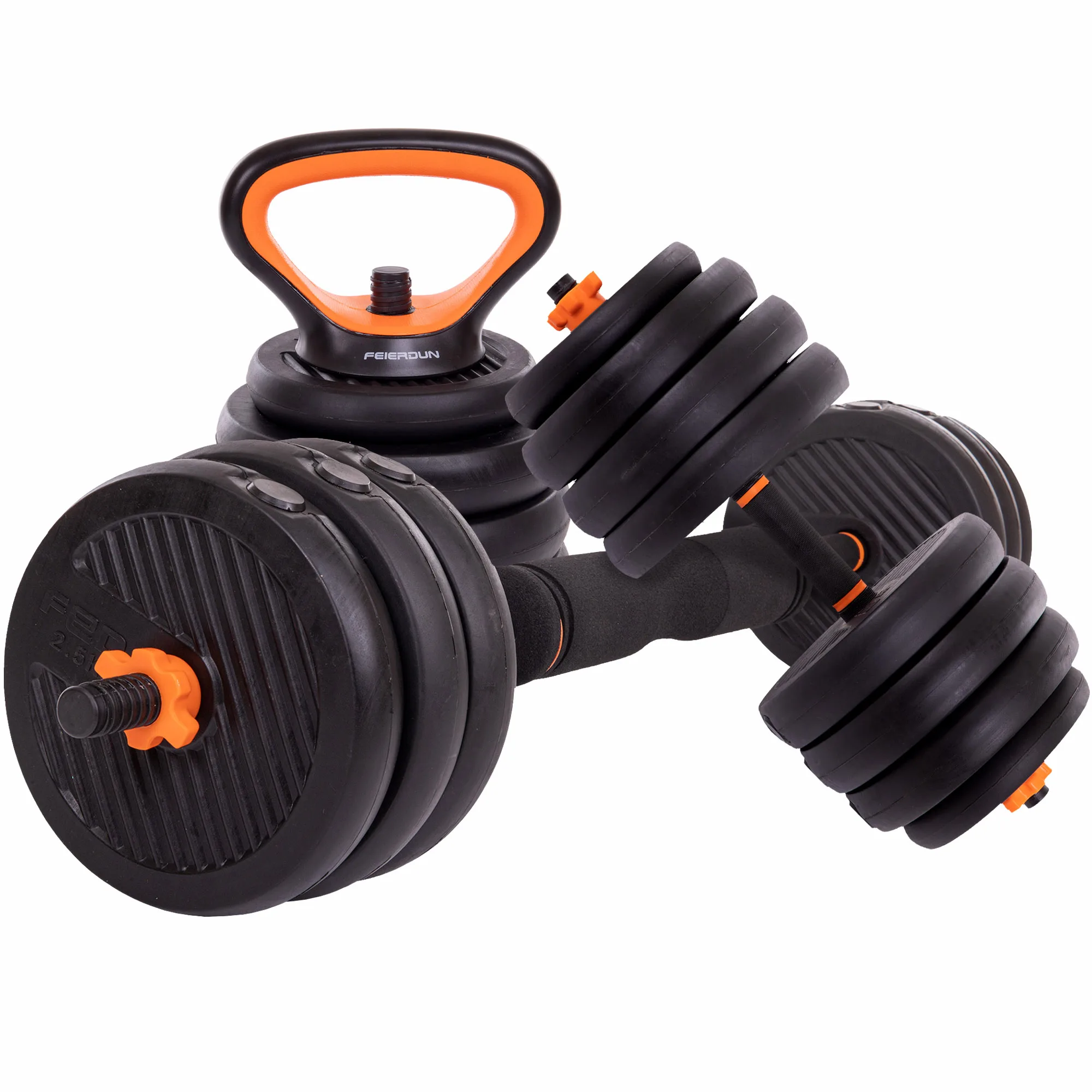 Transformer set dumbbells kettlebell barbell stands 6in1 FED 40 kg black