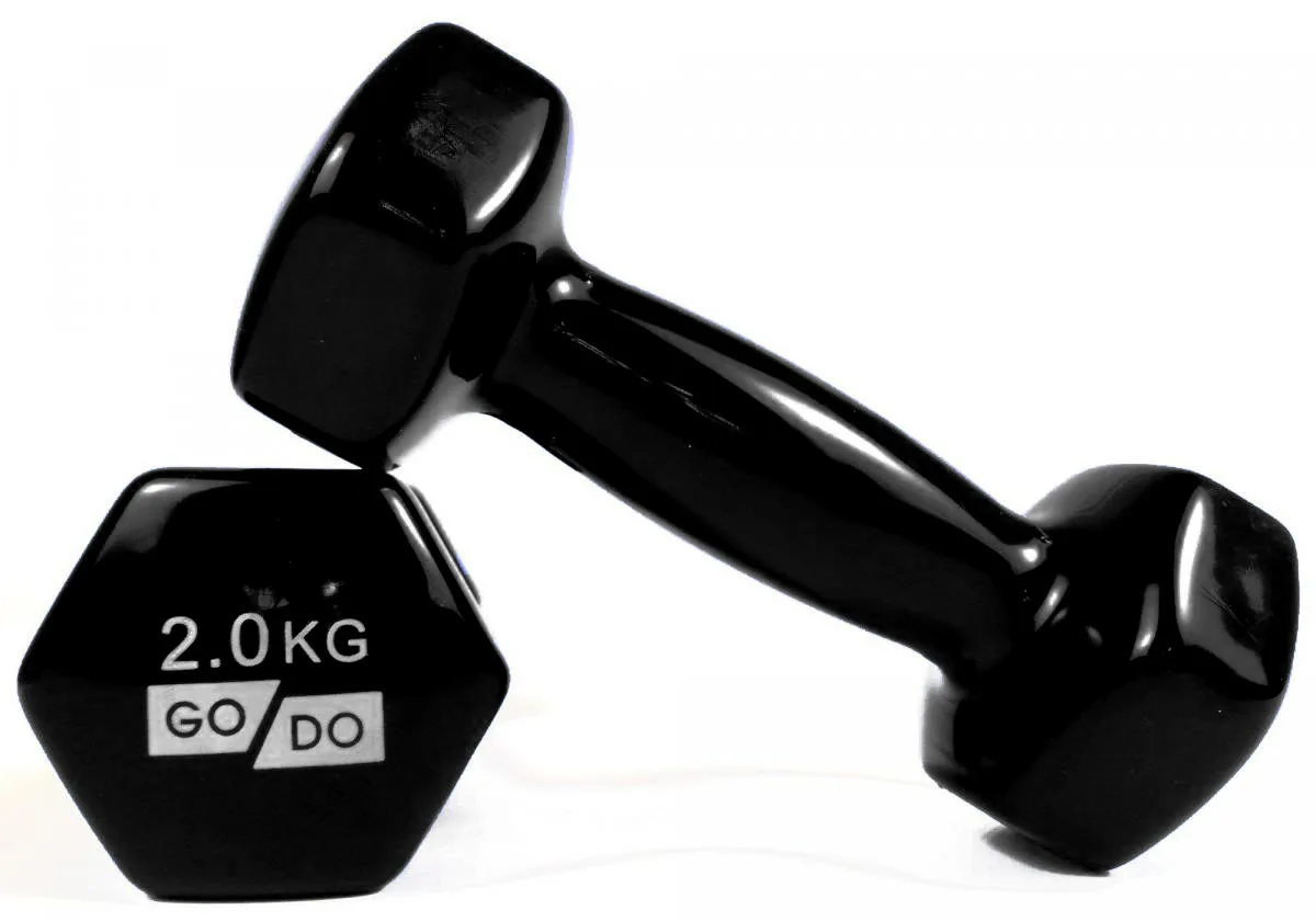 Гантелі для фітнесу з вініловим покриттям 2 шт GoDo GD-2.0BK