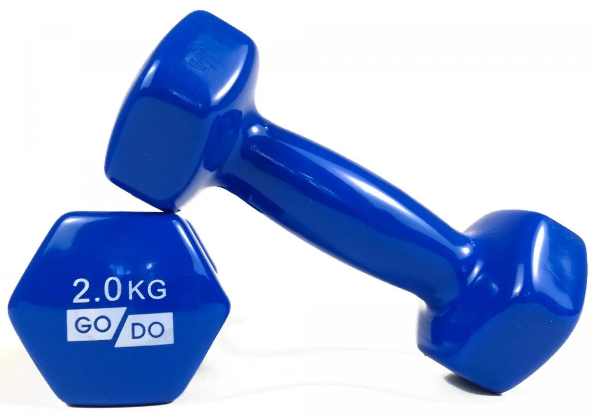 Гантелі для фітнесу з вініловим покриттям 2 шт GoDo GD-2.0BL