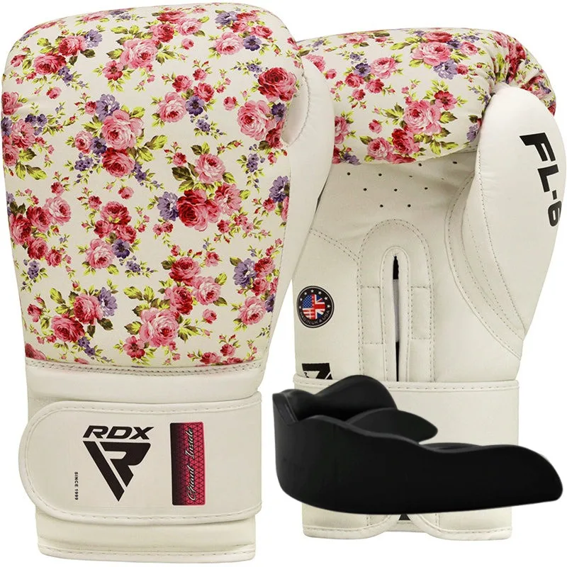 Боксерські рукавиці RDX FL-6 WHITE-10 унцій (капа в комплекті)