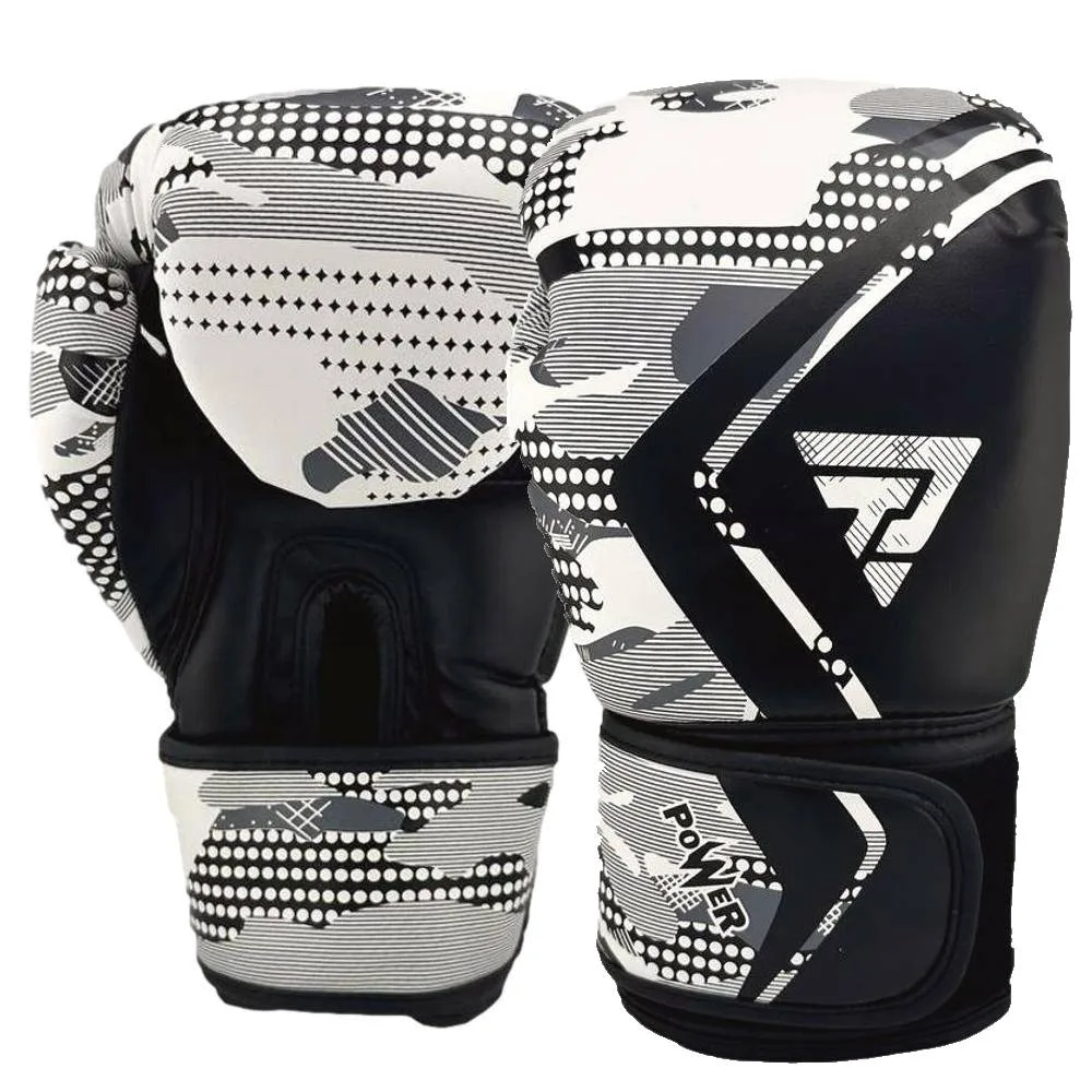 Рукавички боксерські Power 12 унцій - чорний-білий