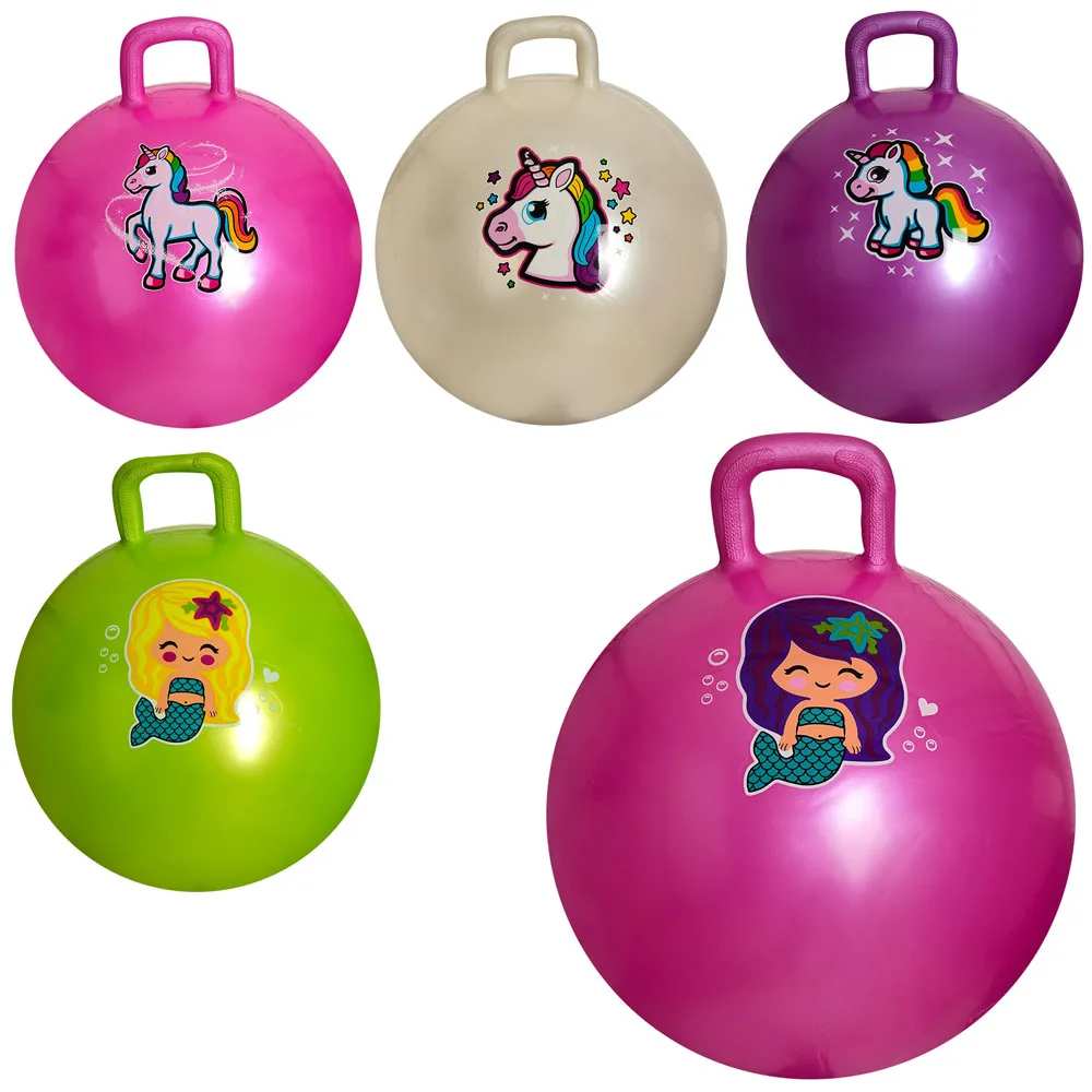 М'яч для фітнесу дитячий з рогами фітбол гладкий 45 см 1 рожевий