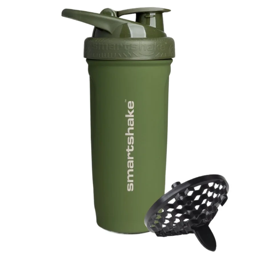Шейкер спортивний SmartShake металевий Reforce Stainless Steel 900 мл Army Green