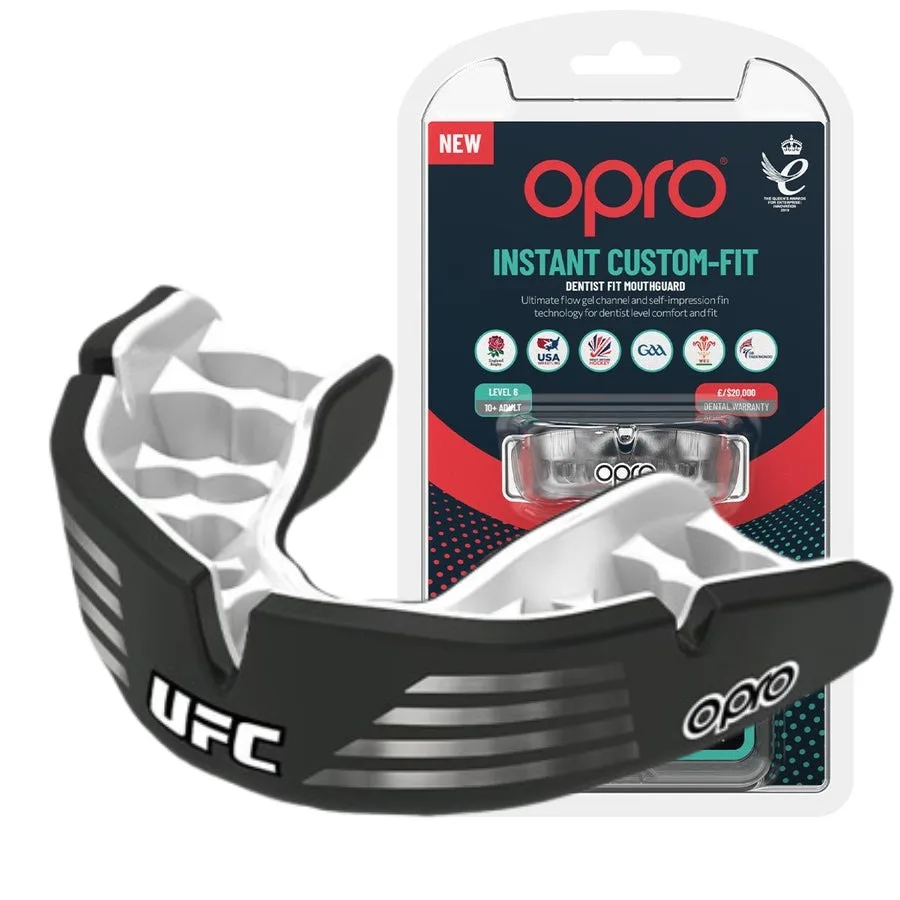Капа OPRO Instant Custom-Fit UFC доросла (вік 11+) Silver/Black (art.102529002)