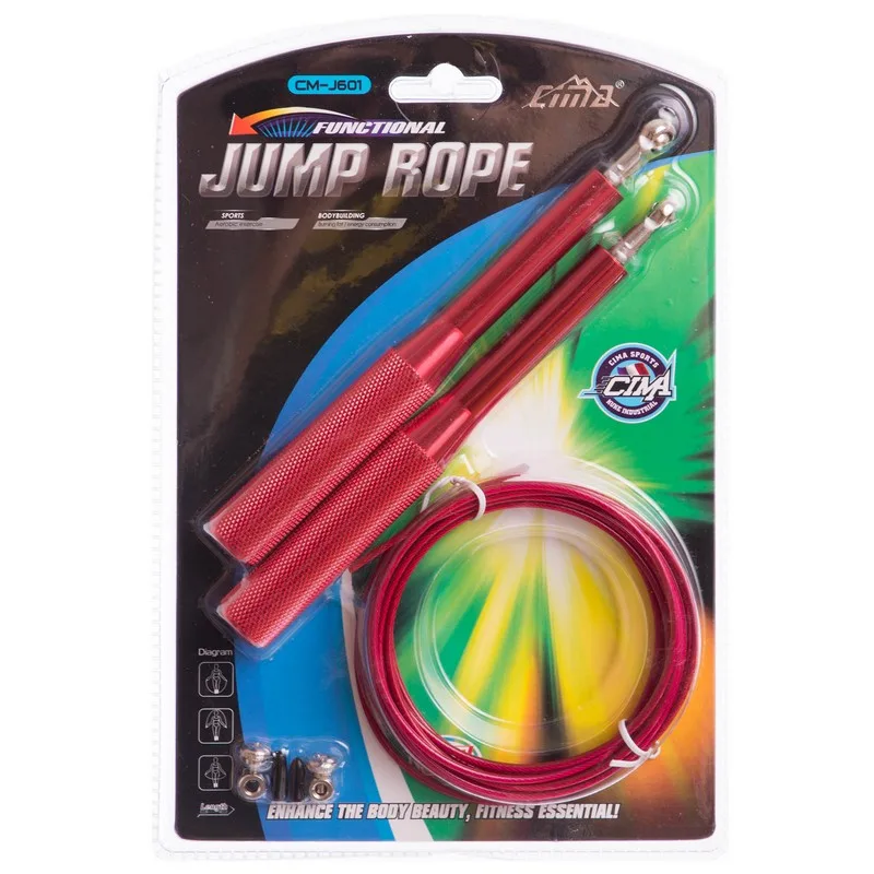 Скакалка швидкісна для кросфіту зі сталевим тросом Cima CM J601 червоний
