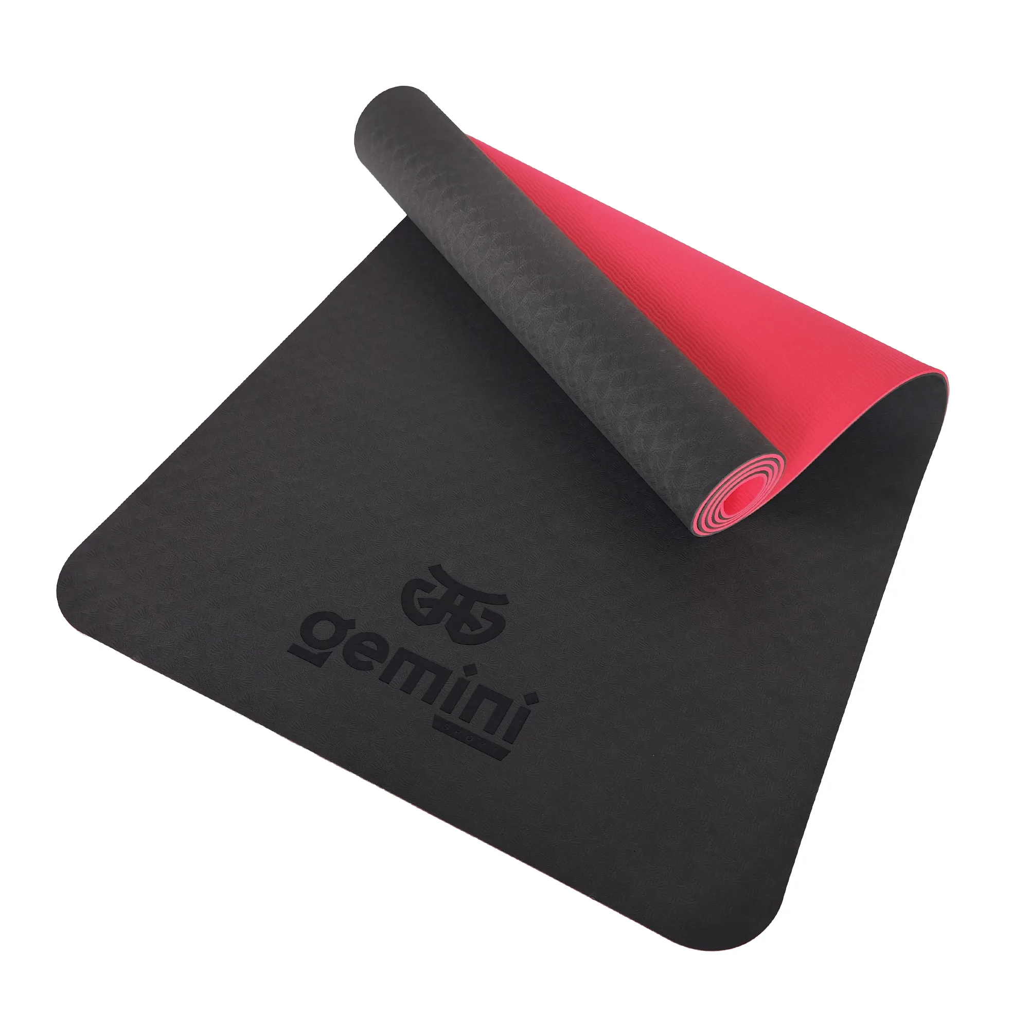 Килимок для фітнесу та йоги Sport TPE+TC 6 мм - чорно-червоний