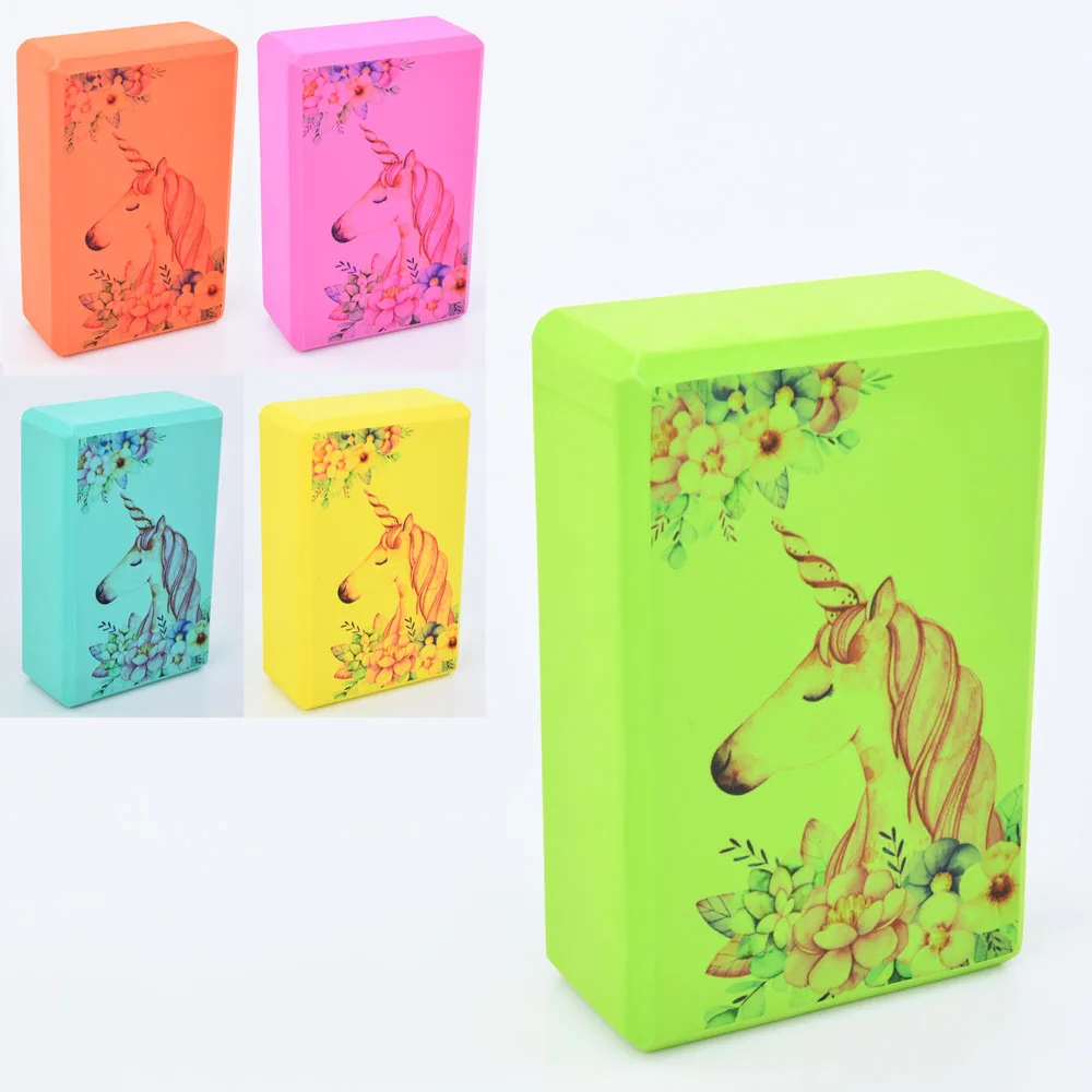 Блок для йоги з малюнком 120 г 23х15х7,5 см - помаранчевий