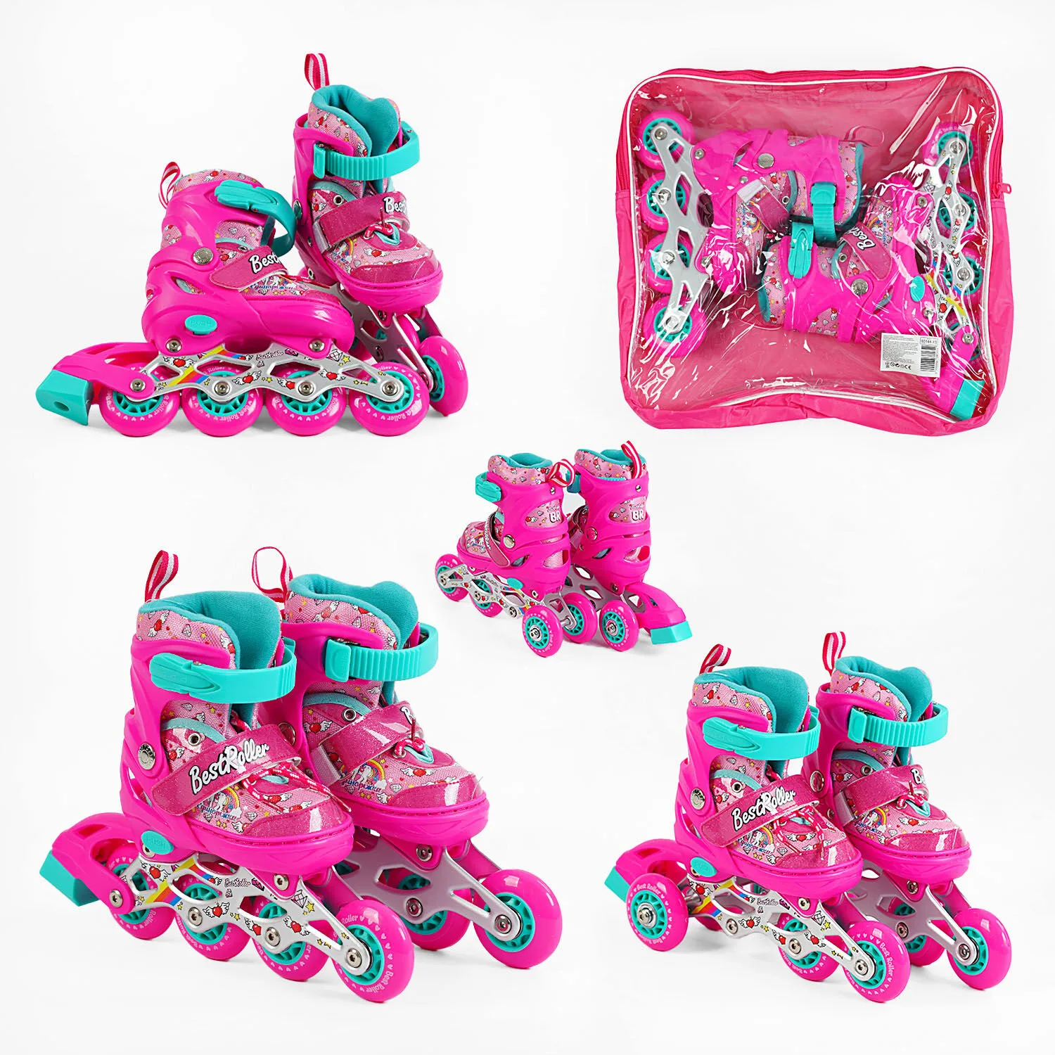 Ролики Best Roller розмір 26-28 рожево-бірюзовий 60144-XS