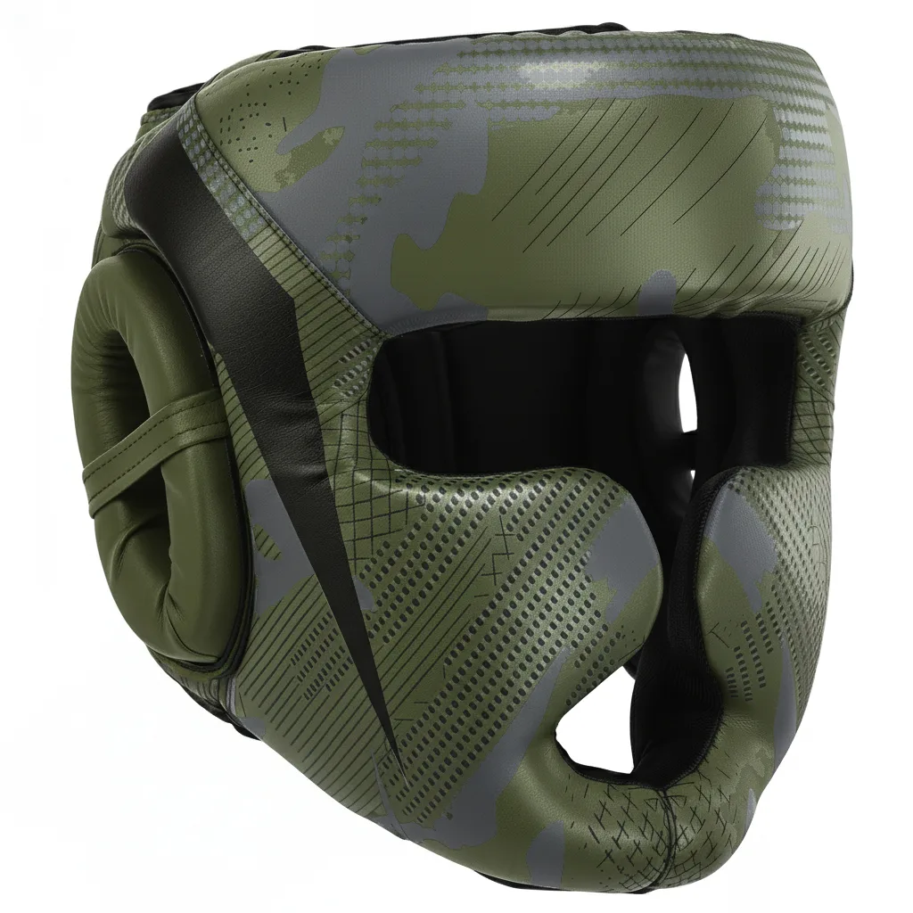 Шолом боксерський з повним захистом чорно-хакі ZHT-3 - L