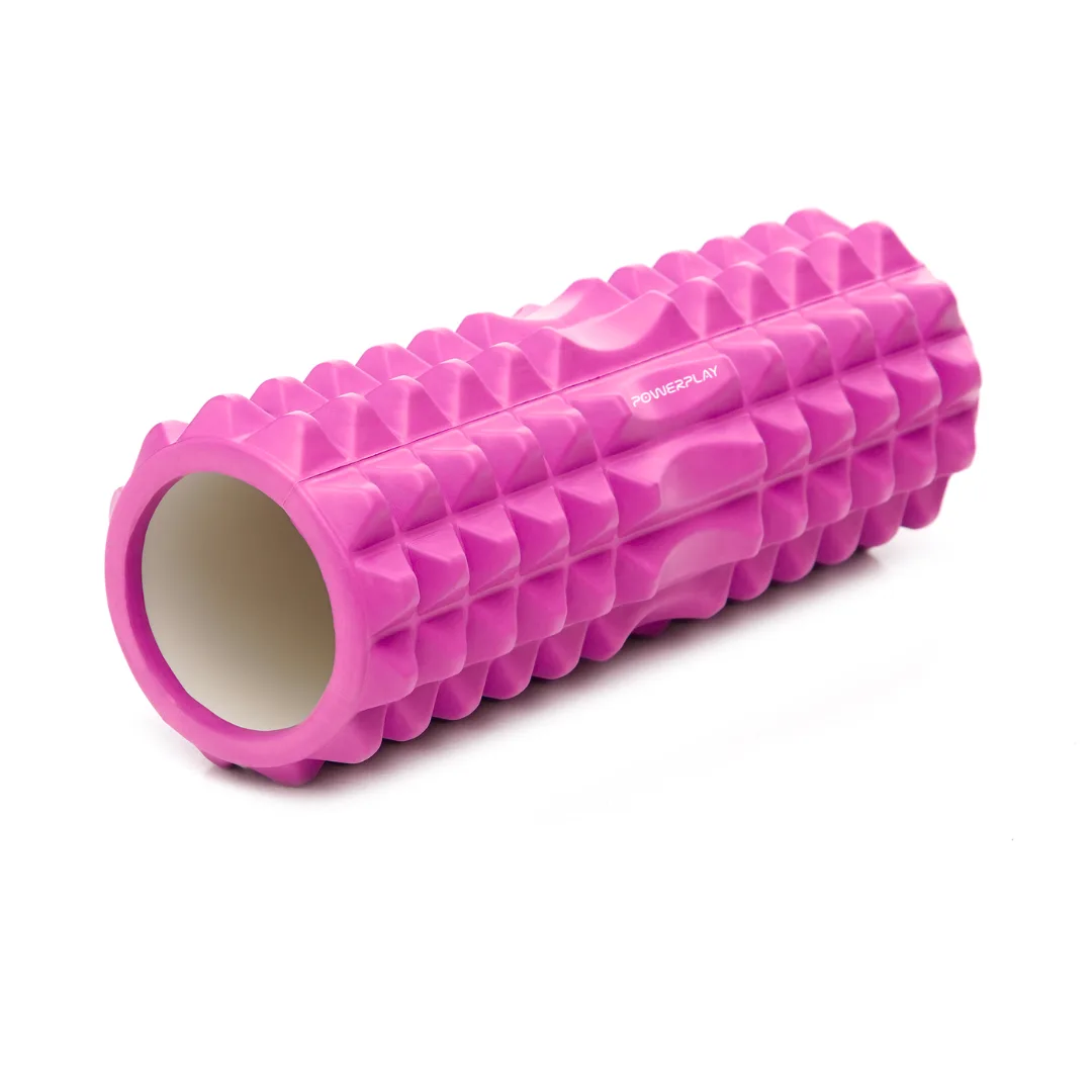 Масажний ролик роллер PowerPlay 4405 EVA Massage Рожевий Roller 33x12 см.