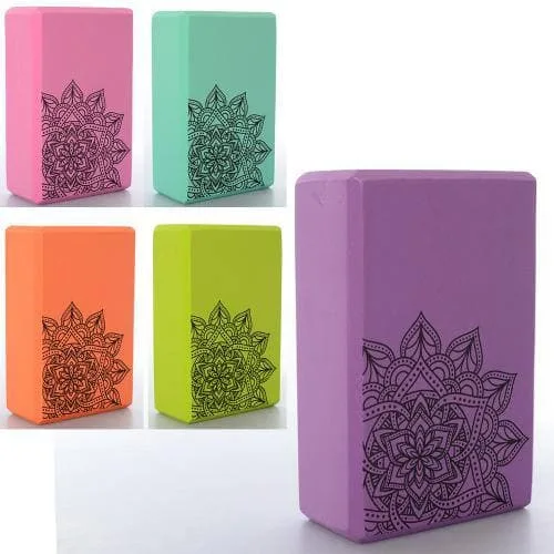 Блок для йоги з малюнком 180 г 23х15х7,5 см - бірюзовий