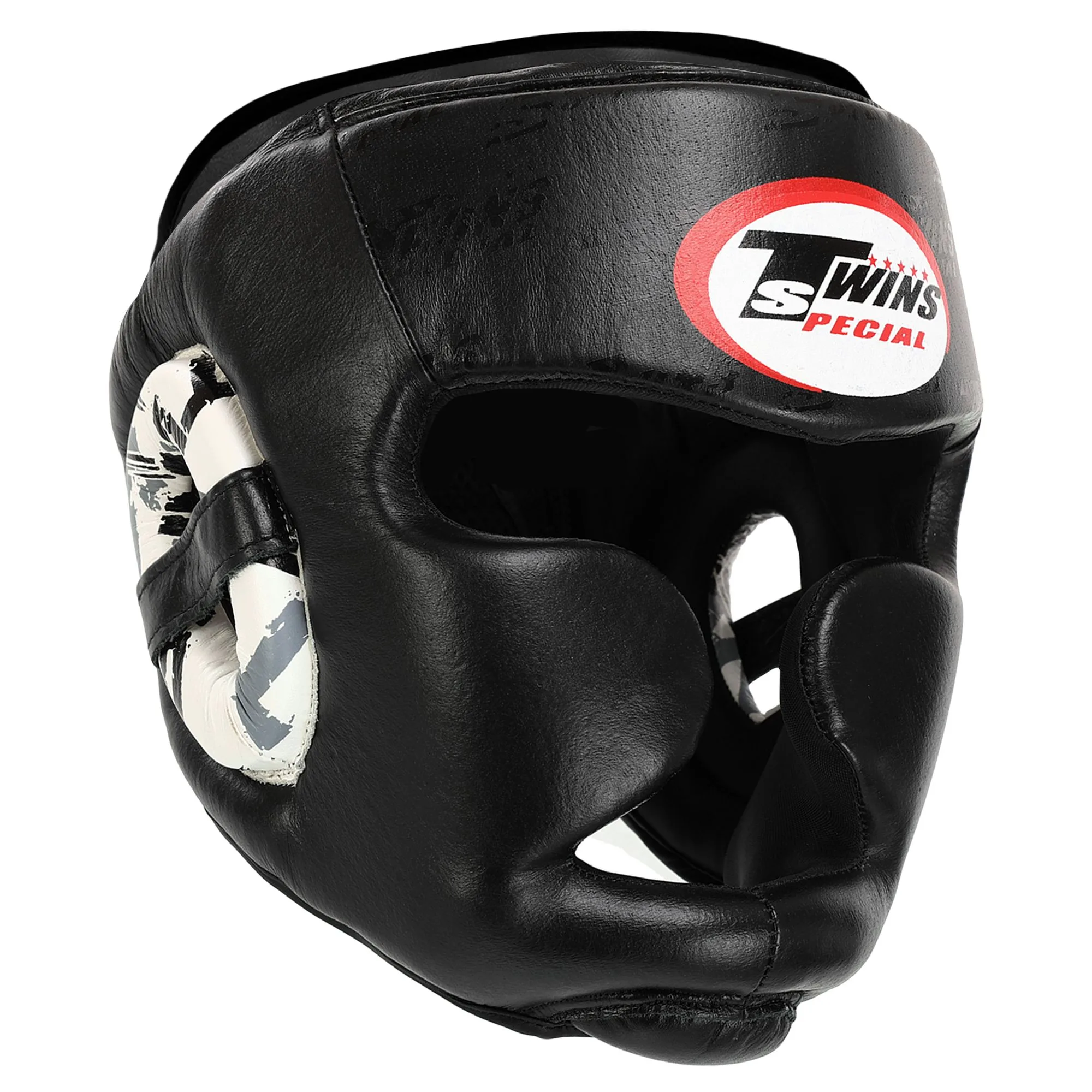 Шолом боксерський з повним захистом шкіряний TWINS розмір чорний S