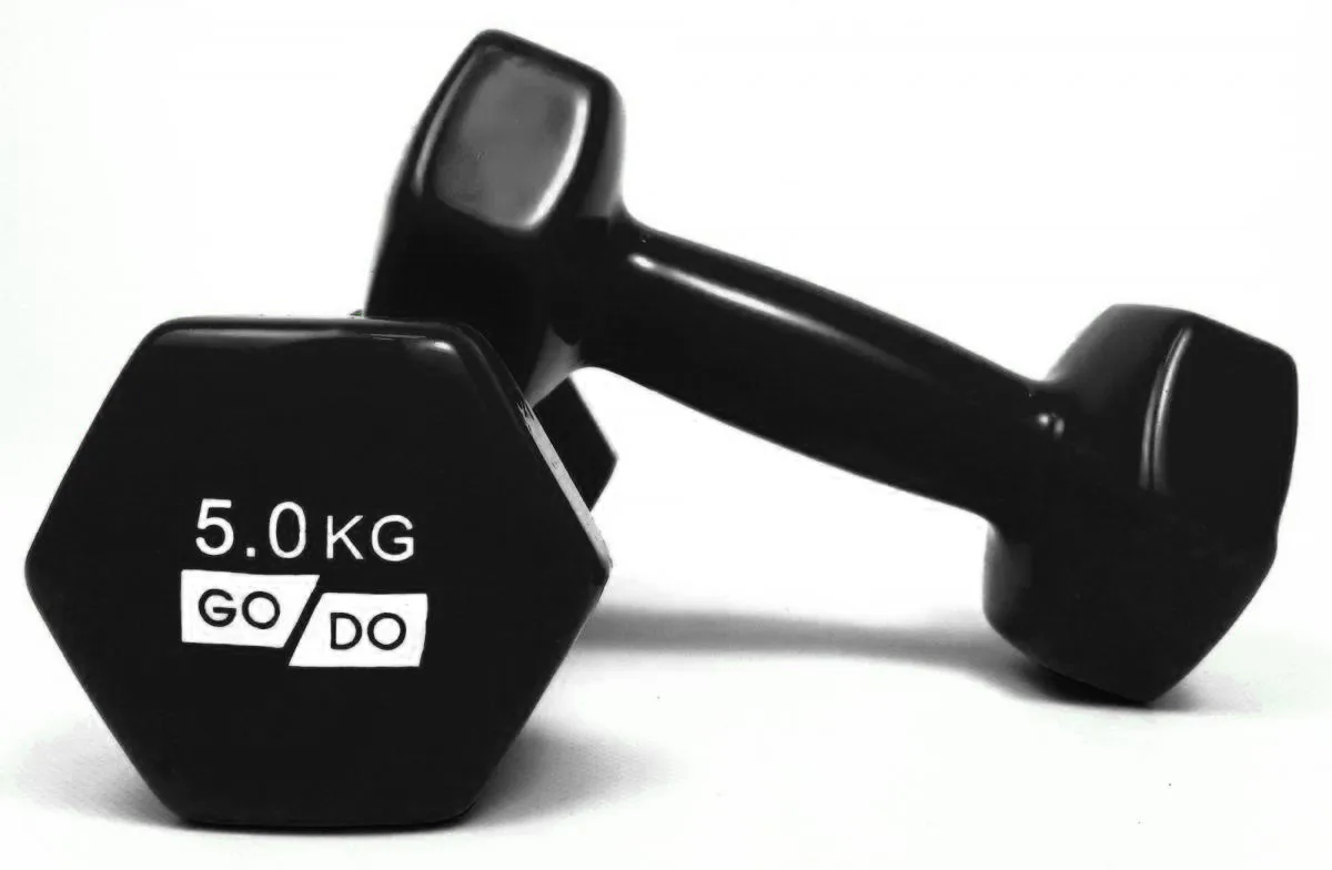 Гантелі для фітнесу з вініловим покриттям GoDo 2 шт по - 5 кг GD5.0 BK