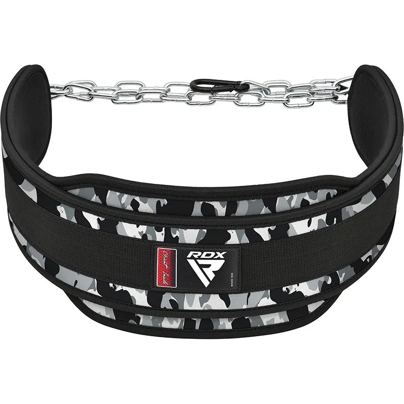 Пояс для обтяжень з ланцюгом RDX T7 Pro Dipping Belt 2 Layer неопреновий Camo Grey універсальний