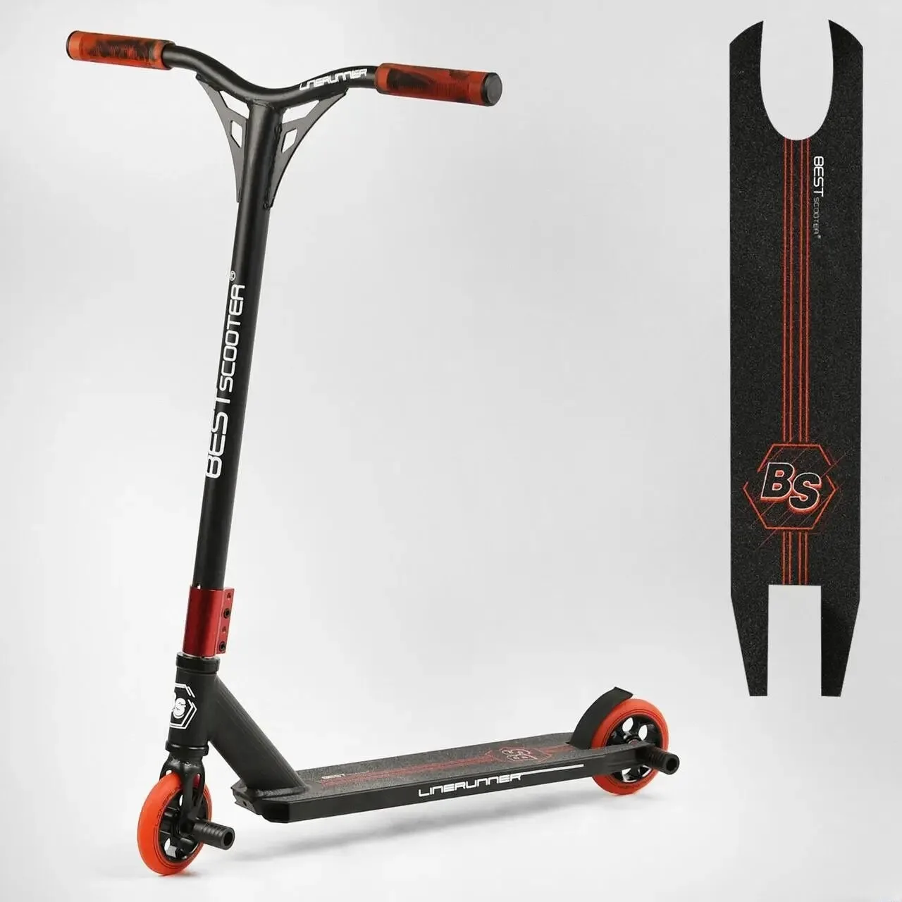 Самокат трюковий Best Scooter, HIC-система, d=110 мм - чорний/Червоний