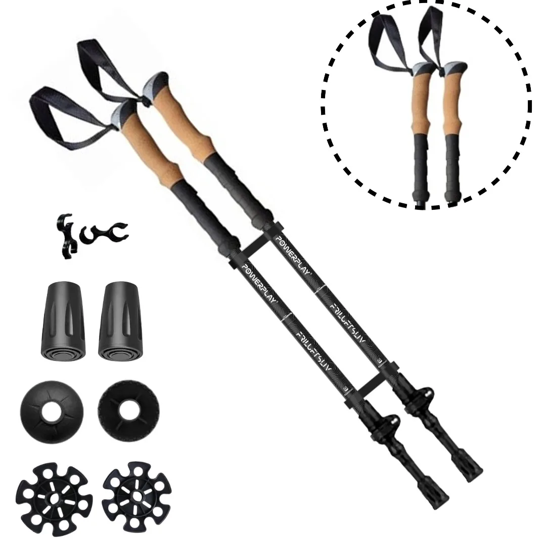 Трекинговые палки PowerPlay 9107 Friluftsliv Black/White 80-135 см (пара)