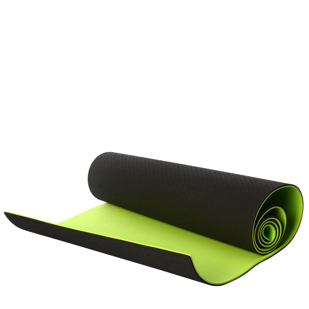 Килимок для фітнесу та йоги TPE+TC TPE-6BG 183 см 61 см 6 мм чорно-салатовий