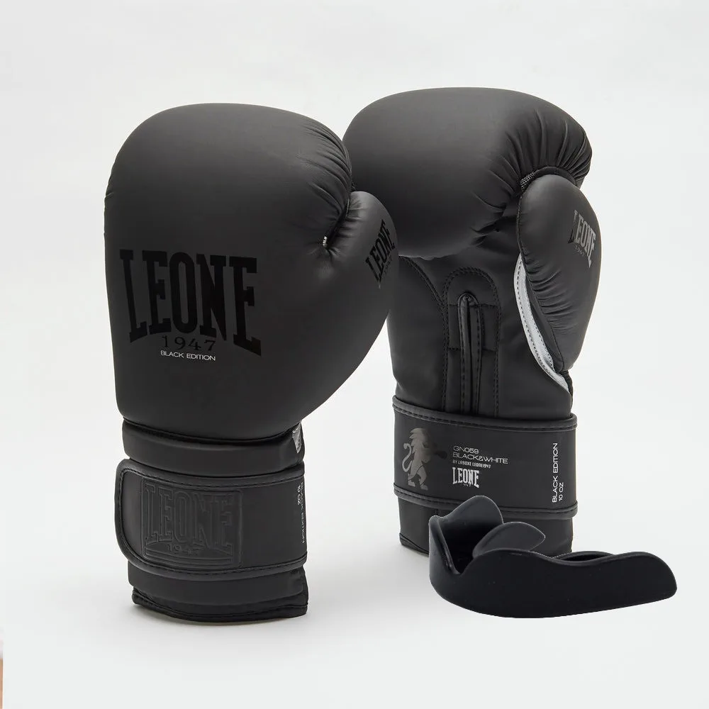 Боксерські рукавиці Leone GN059 Black/White 12 унцій (капу в комплекті)