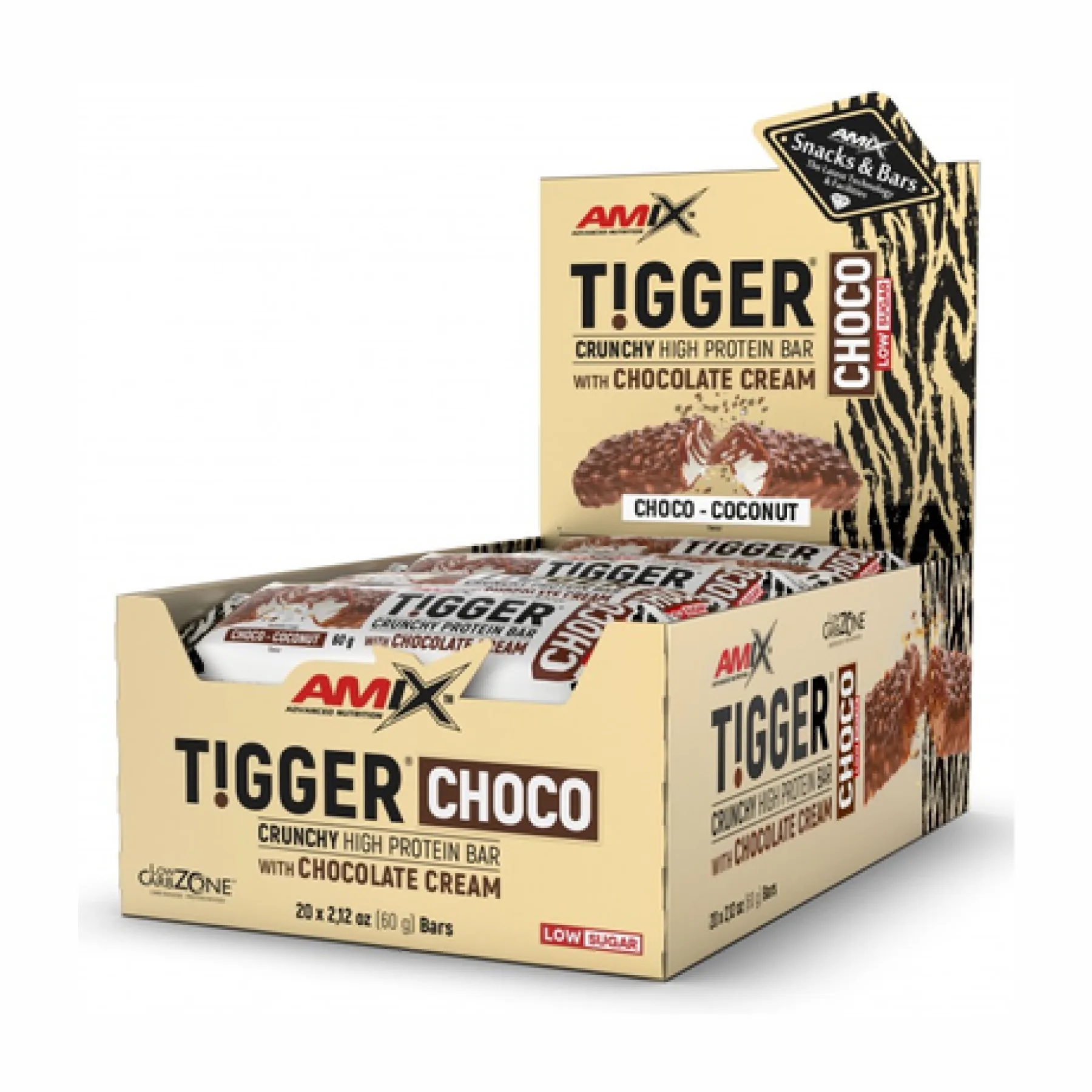 Tigger Zero Choco Protein Bar - 20x60 г шоколадно кокосовий