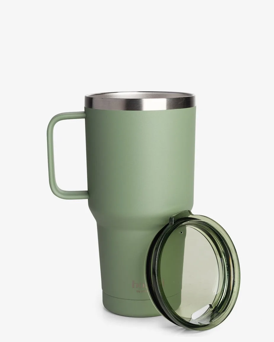 Термостакан (изолированная чашка) Bohtal с ручкой из нержавеющей стали Tumbler Green 900 мл