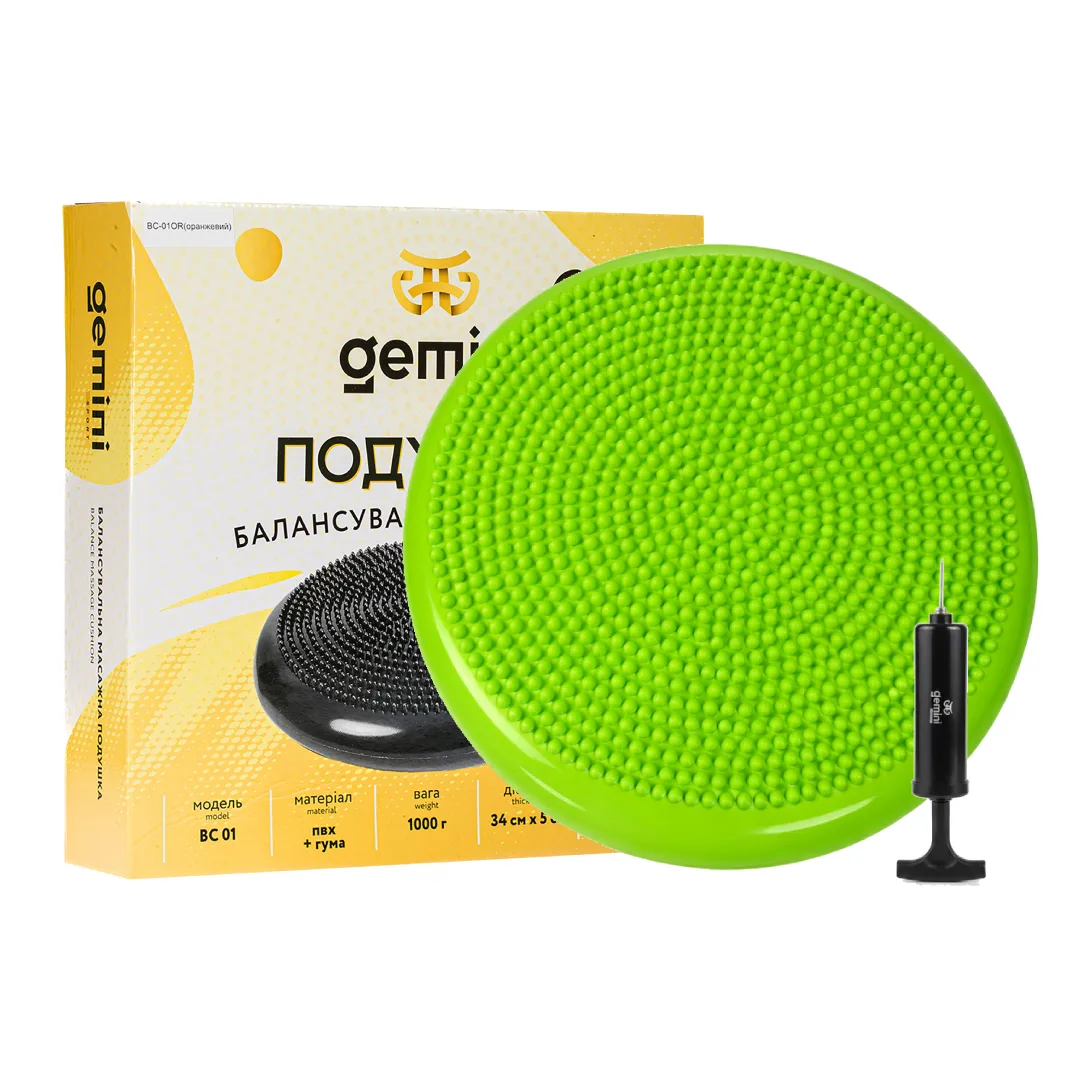 Балансувальна масажна подушка з насосом і коробками Pro зелений