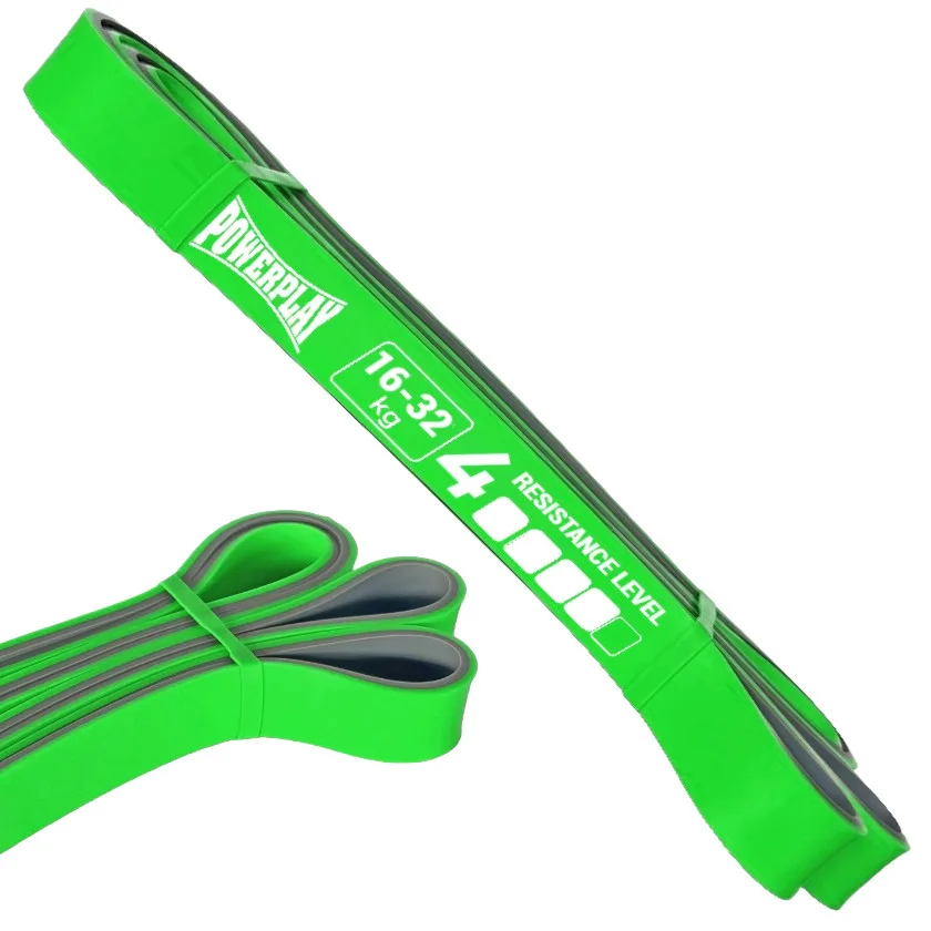 Еспандер-петля (гумка для фітнесу і кроссфіту) PowerPlay 4116 Double Colors Зелено/Сіра (16-32 кг)