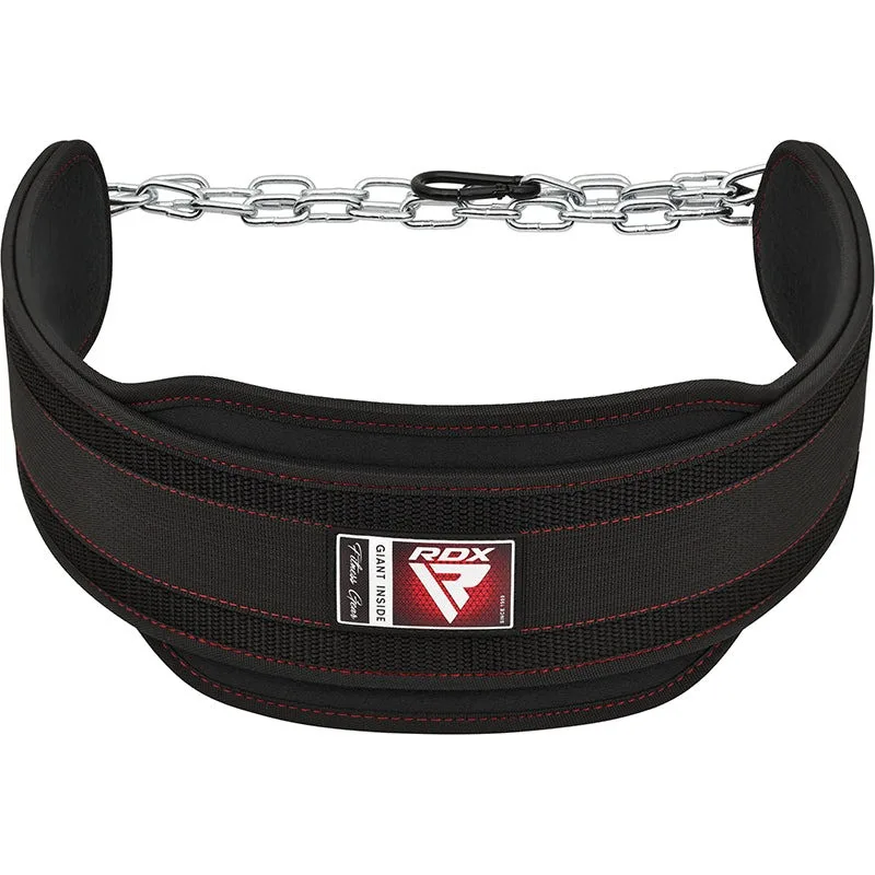 Пояс для обтяжень з ланцюгом RDX T7 Pro Dipping Belt 2 Layer неопреновий Black універсальний