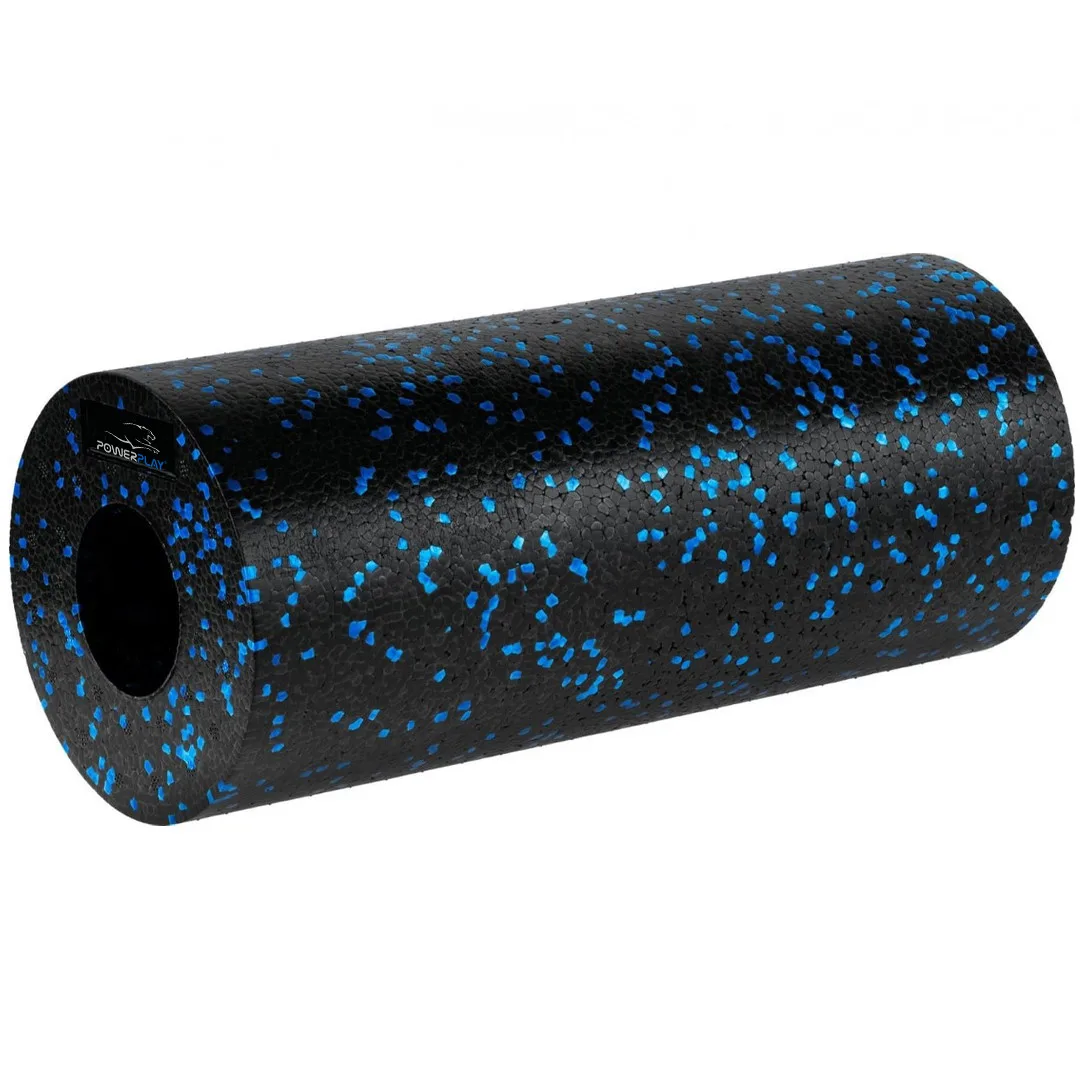 Масажний ролик (роллер) гладкий PowerPlay PP-4347 EPP Foam Roller чорно/синій 33x14 см